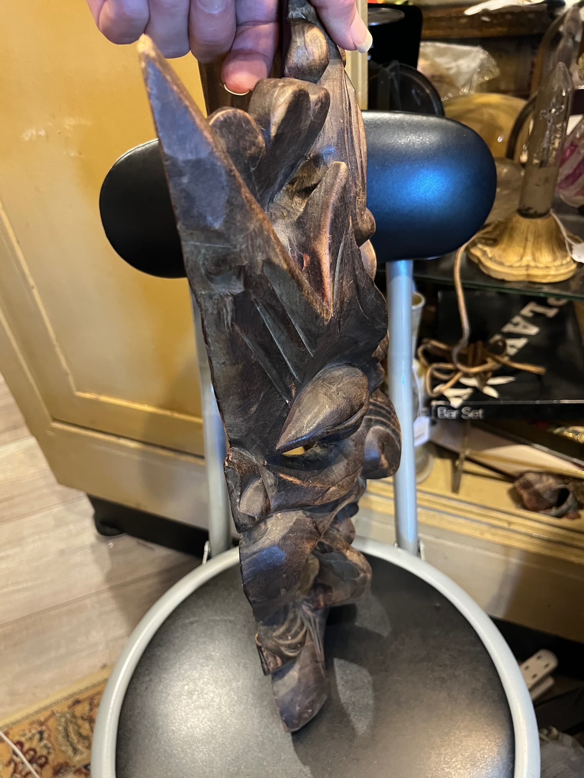 Hand Carved Wood Guardian Mask | Balinese Style Dragon Demon Face - Regular - Thumbnail 5