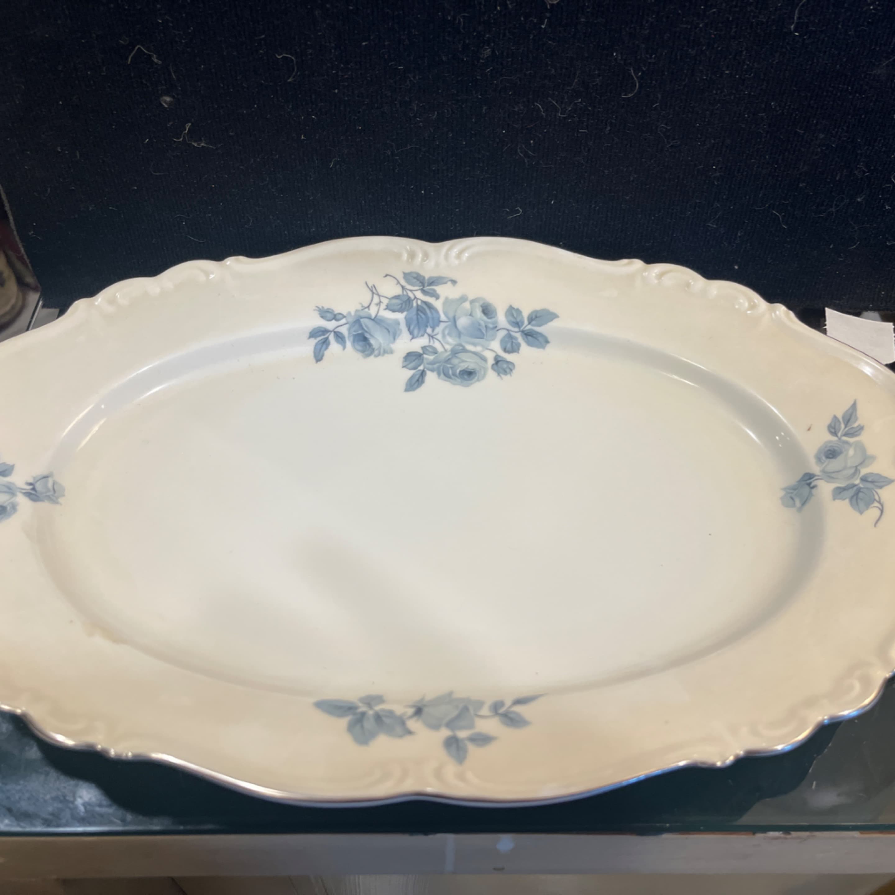 Edelstein Bavaria Maria Theresia Oval Serving Platter Blue Rose Germany (941) - Regular - Image 1