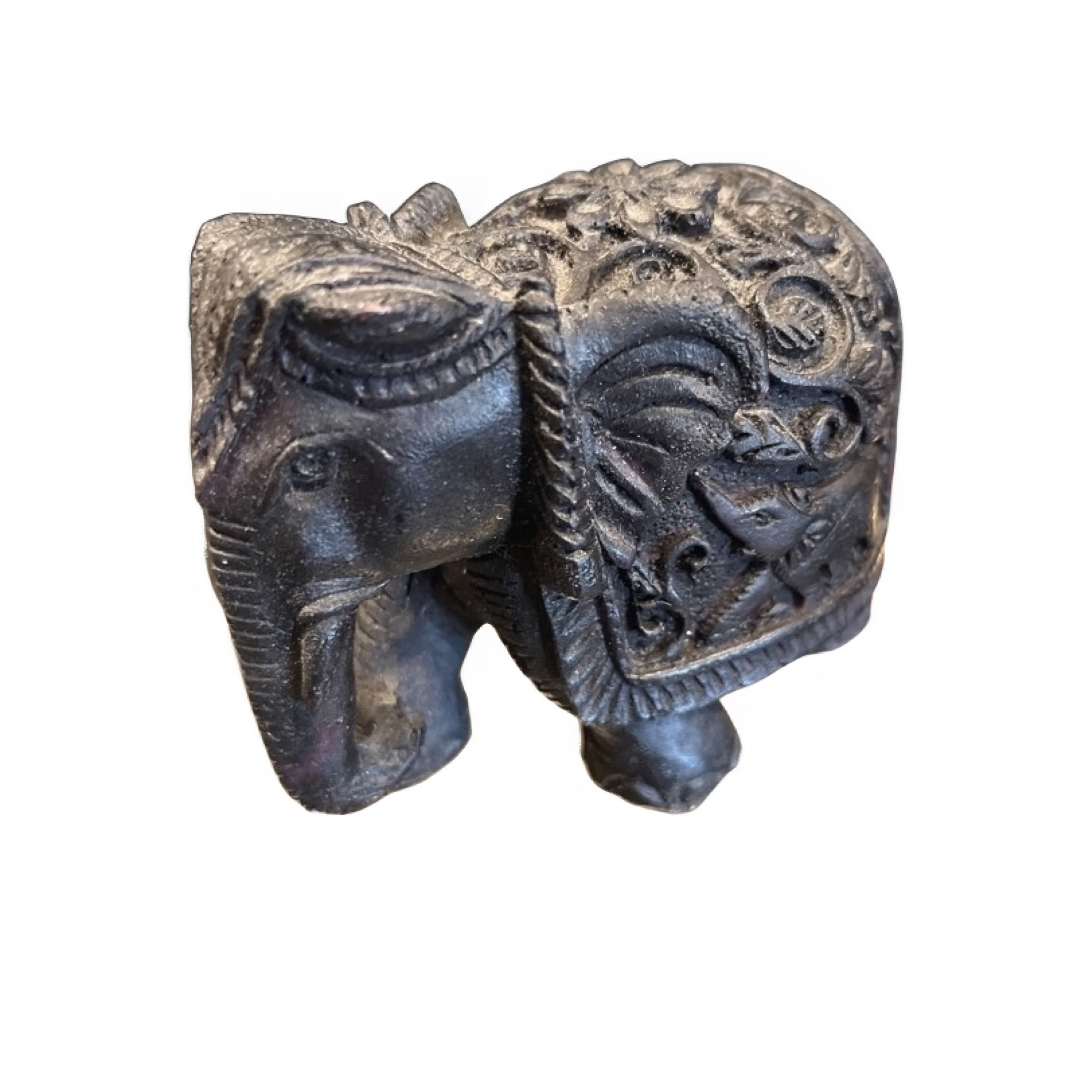 Carved Resin Elephant Figurine Indian Style Openwork Detail (941) - Regular - Image 1