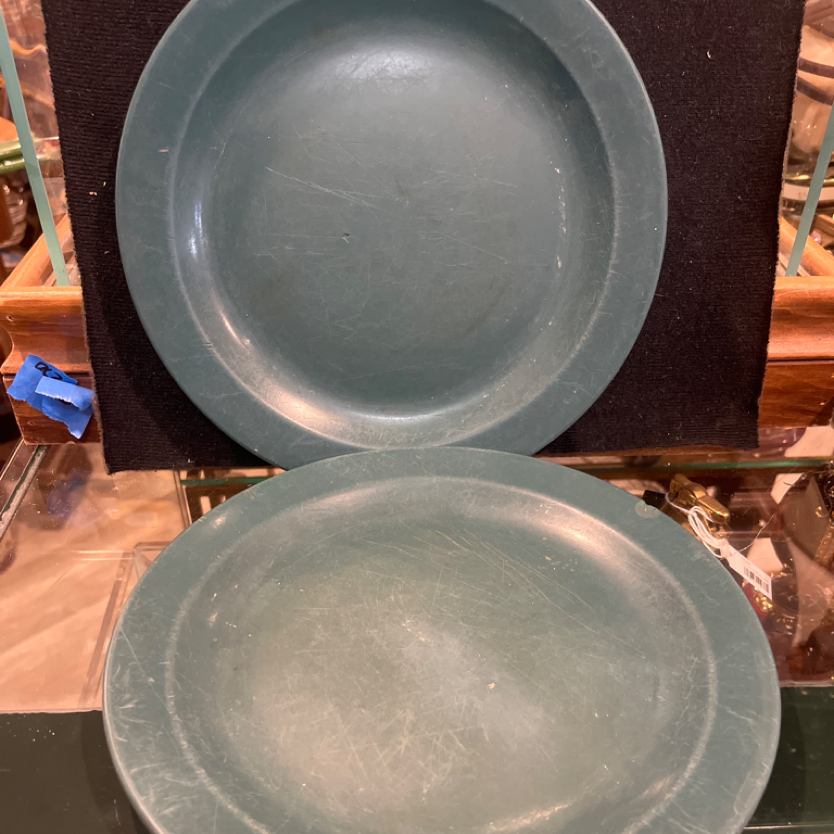 Boonton Ware Melamine Dinner Plates Pair Teal Blue 9” (1270) - Regular - Image 1
