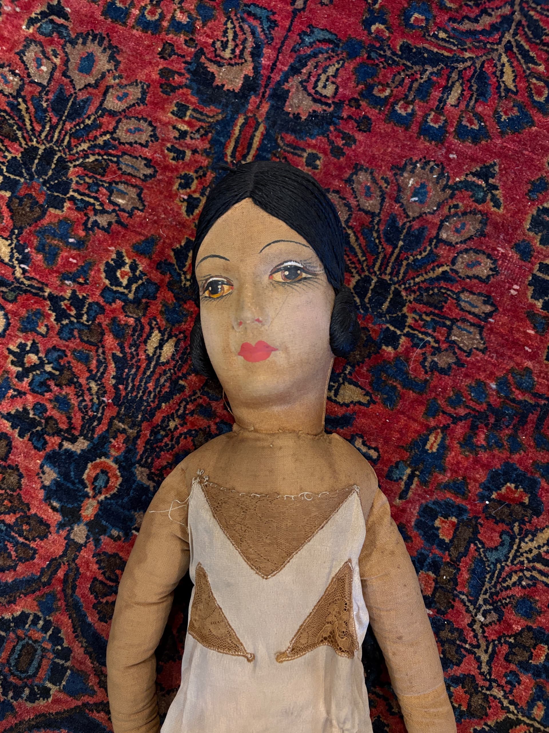 Antique 1920s Silk Boudoir Doll Lace Trim Flapper Era (1270) - Regular - Thumbnail 2