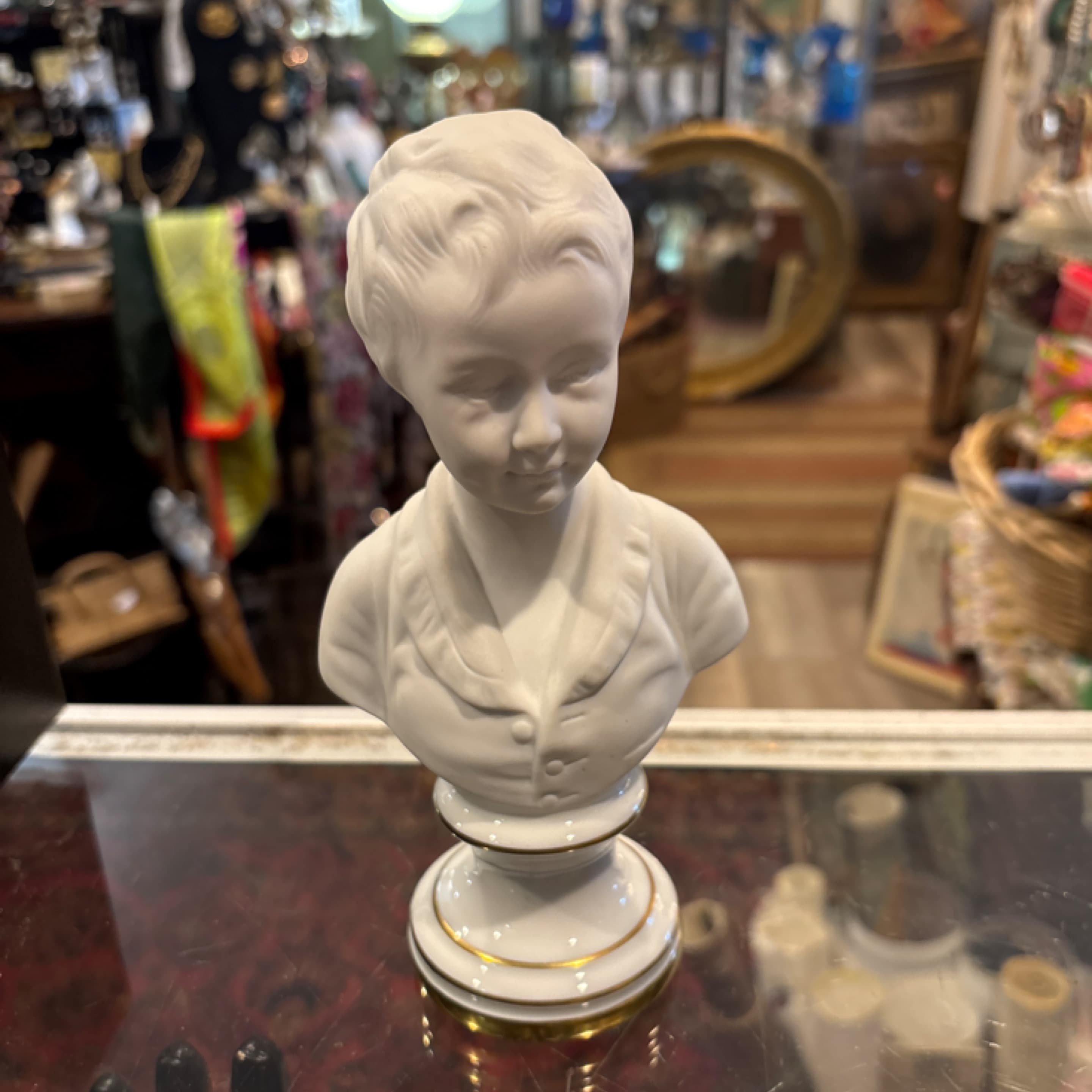 Limoges France Bisque Porcelain Child Bust Gilt Base (1243) - Regular - Thumbnail 2