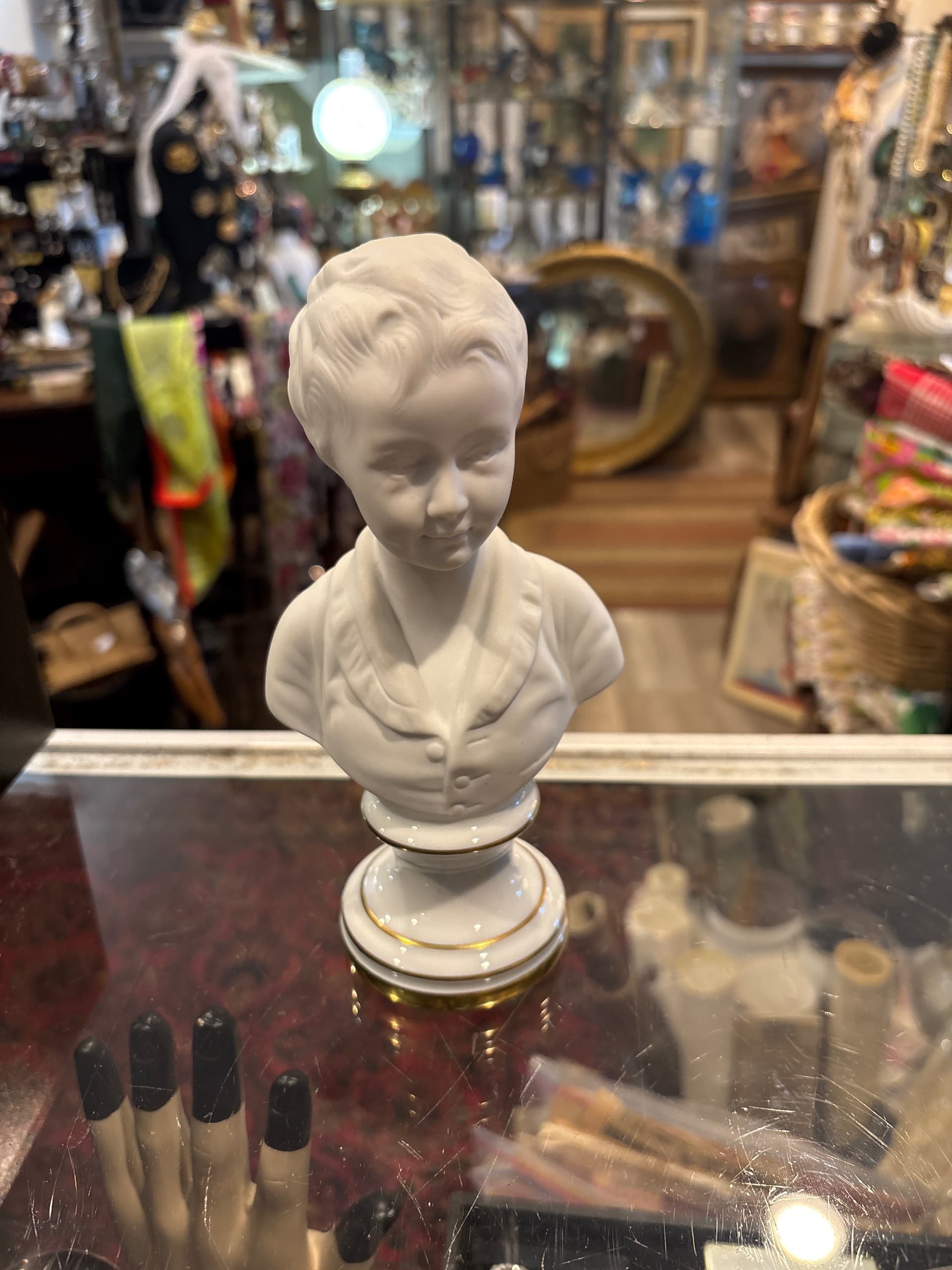 Limoges France Bisque Porcelain Child Bust Gilt Base (1243) - Regular - Thumbnail 8