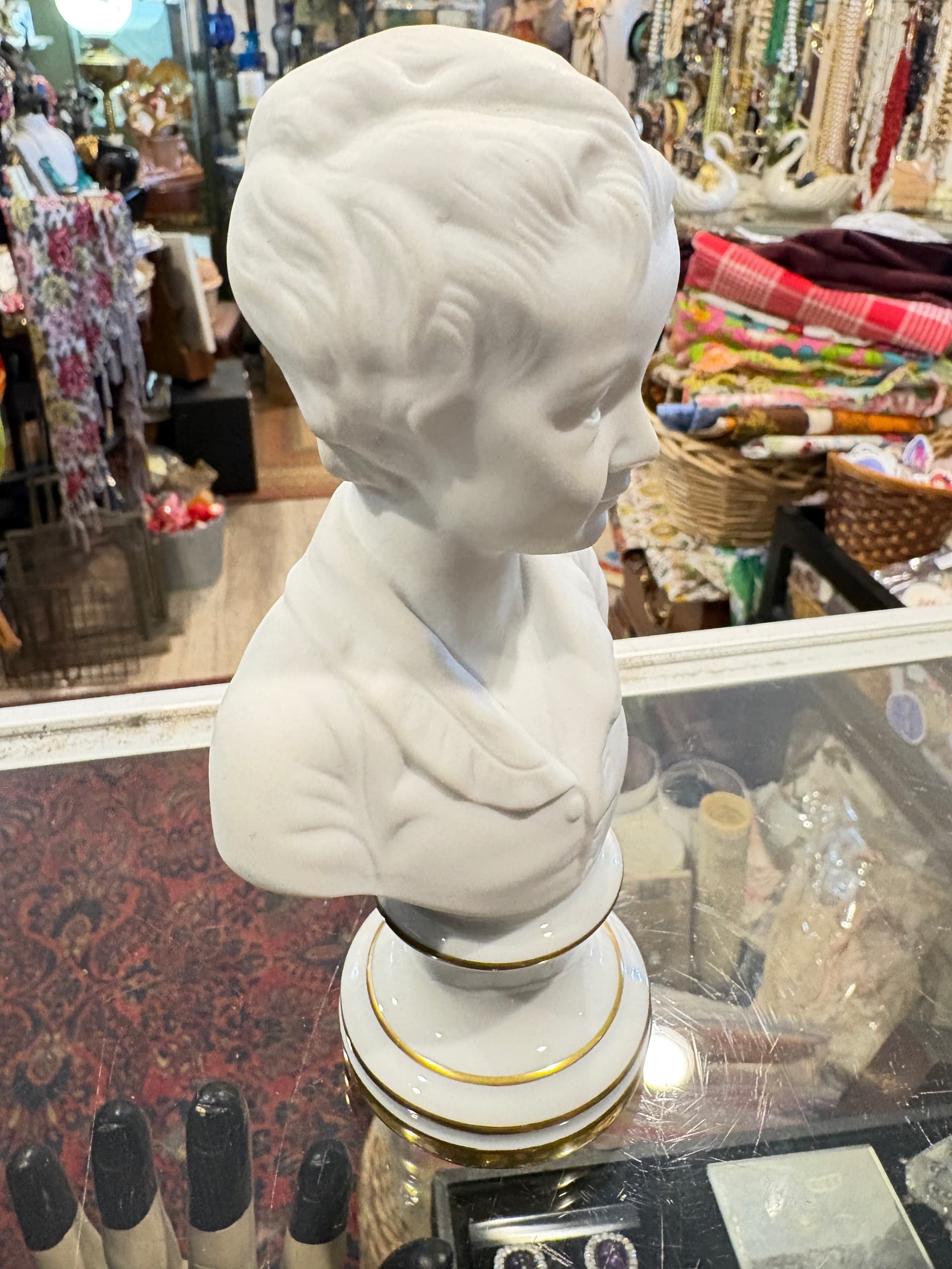 Limoges France Bisque Porcelain Child Bust Gilt Base (1243) - Regular - Thumbnail 4