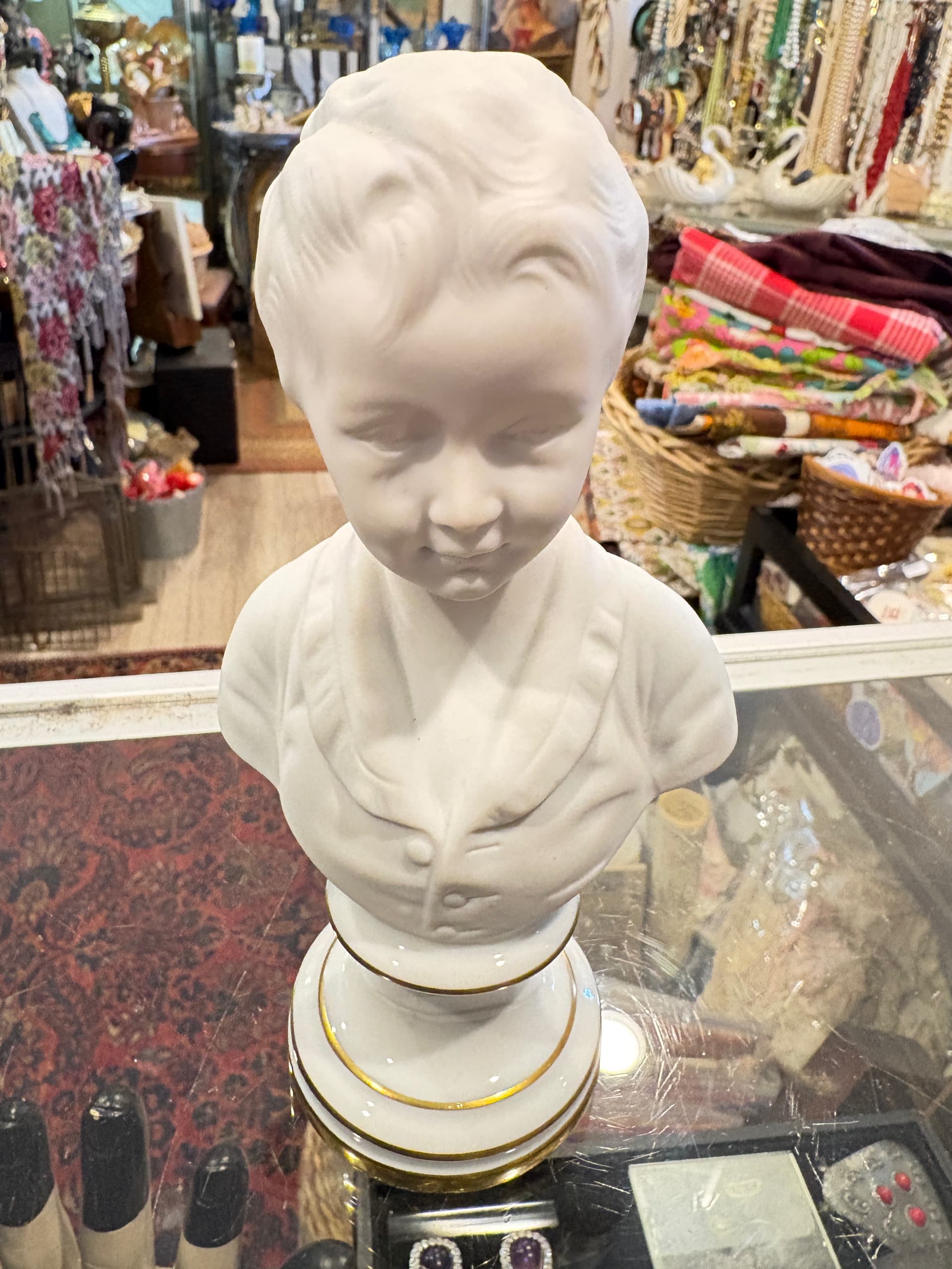 Limoges France Bisque Porcelain Child Bust Gilt Base (1243) - Regular - Thumbnail 3