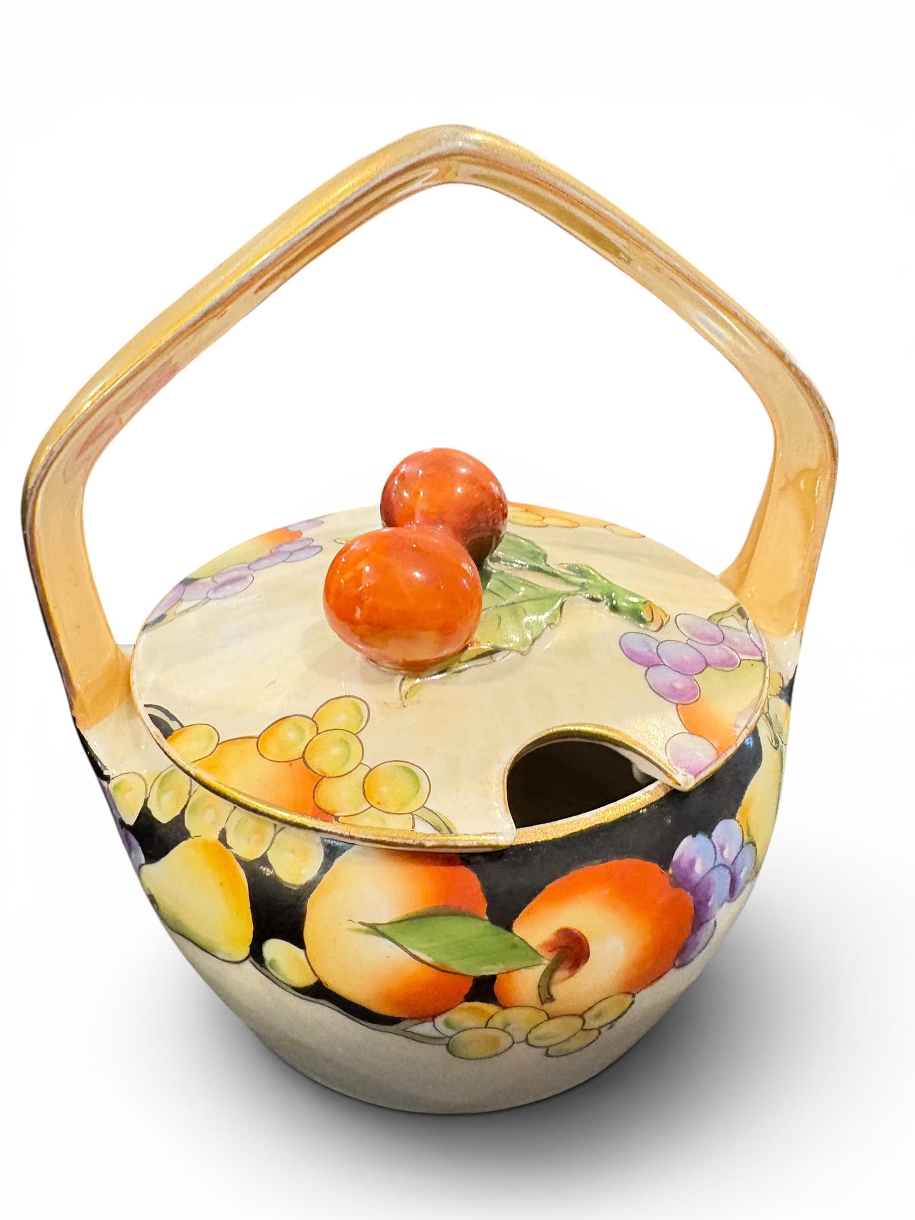 Noritake Fruit Basket jam Jar w. Lid Gold Handle, 1930s (1214) - Regular - Thumbnail 5