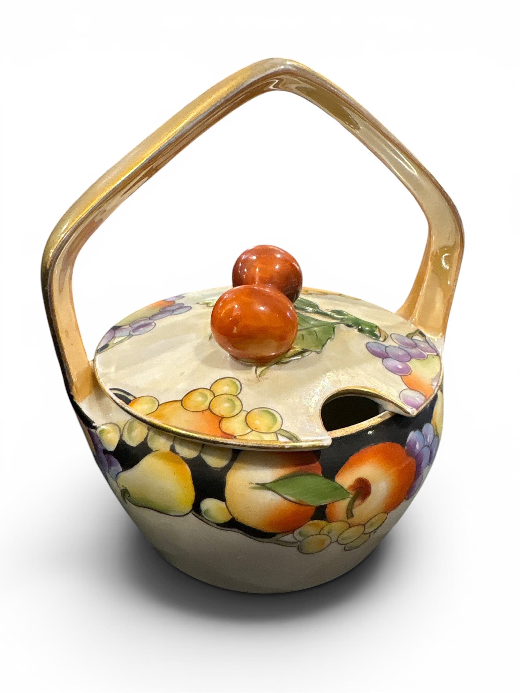 Noritake Fruit Basket jam Jar w. Lid Gold Handle, 1930s (1214) - Regular - Thumbnail 6