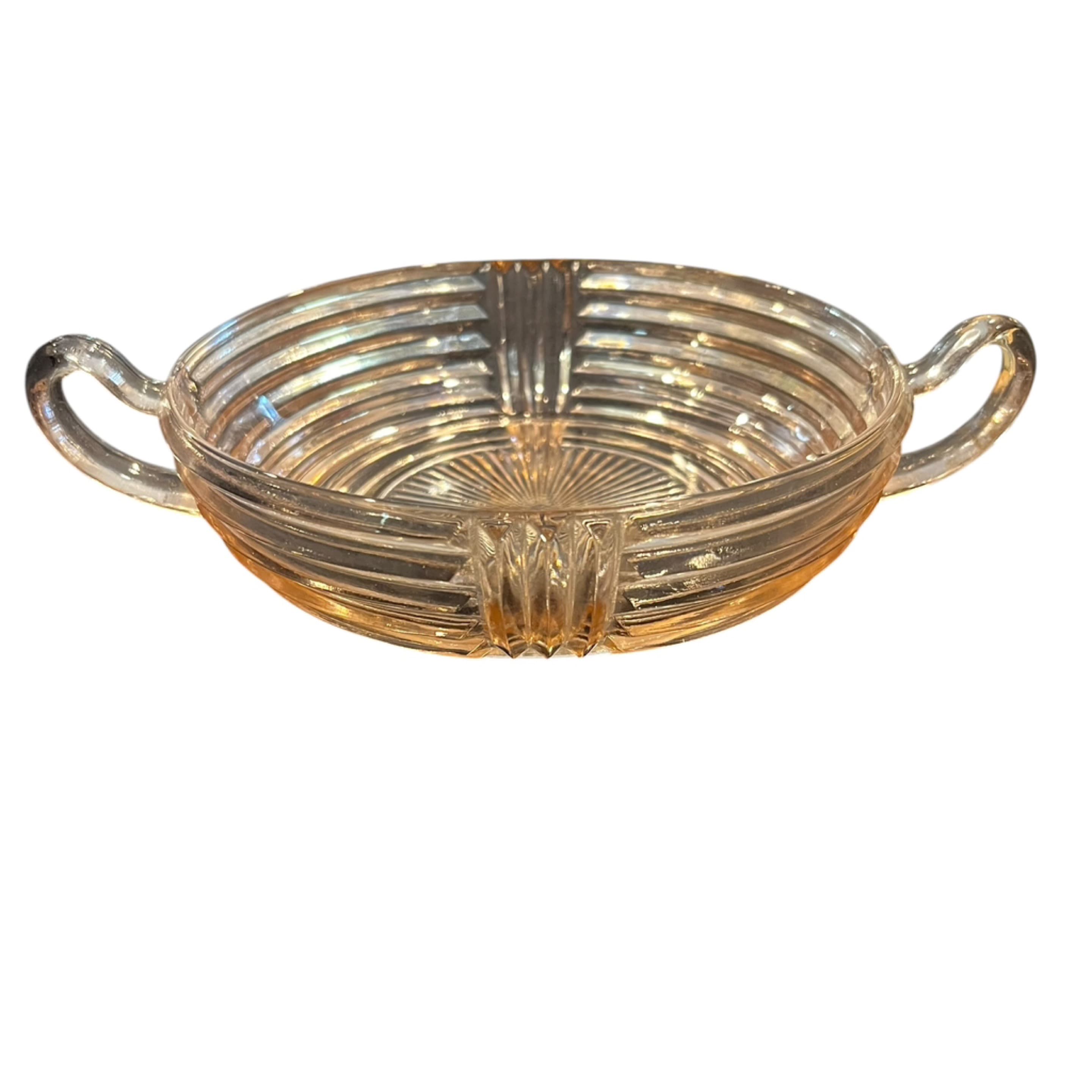 Pink Depression Glass Dish with Handles [1270] - Regular
