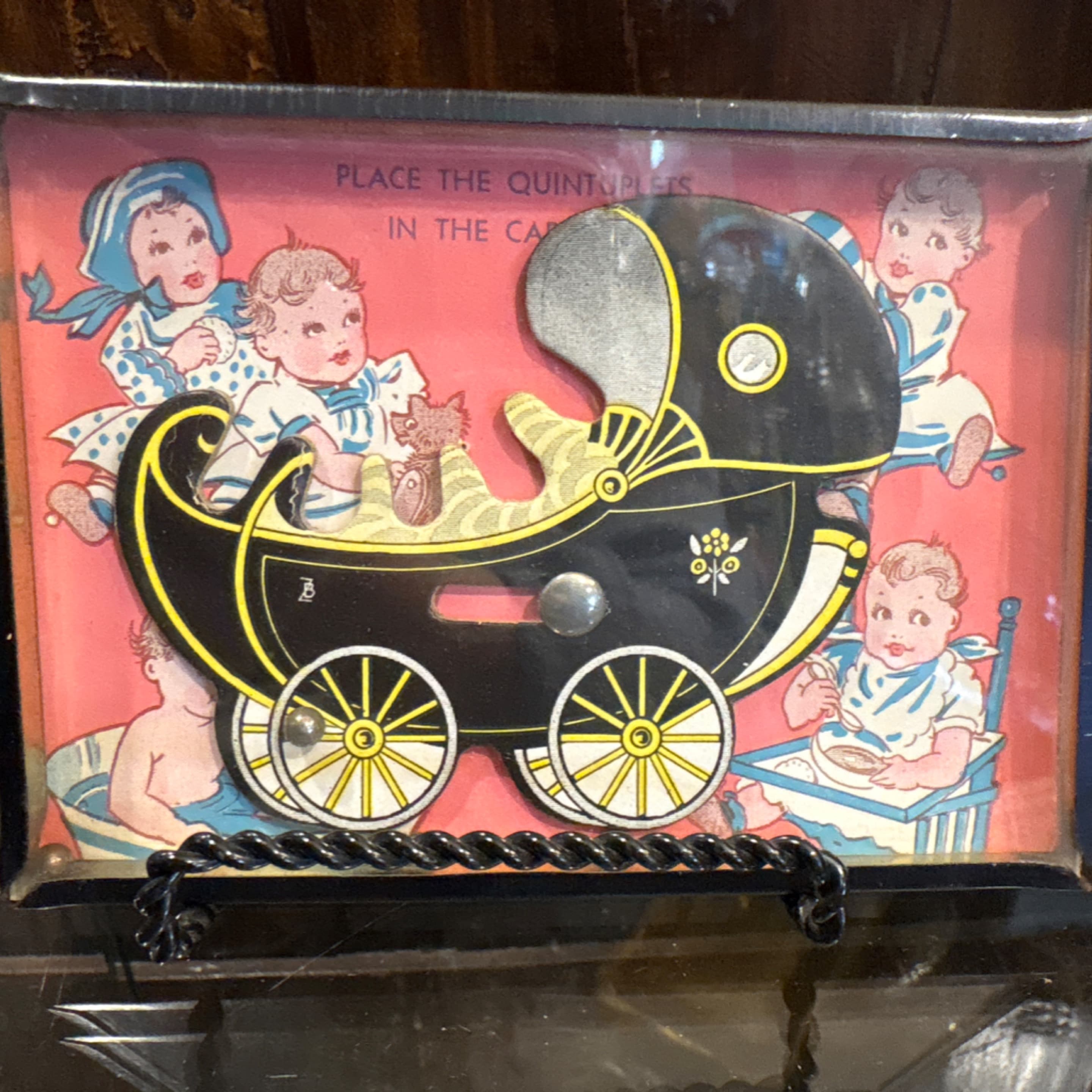 Place the Quintuplets in the Carriage — Vintage Dexterity Puzzle c. 1934 - Regular