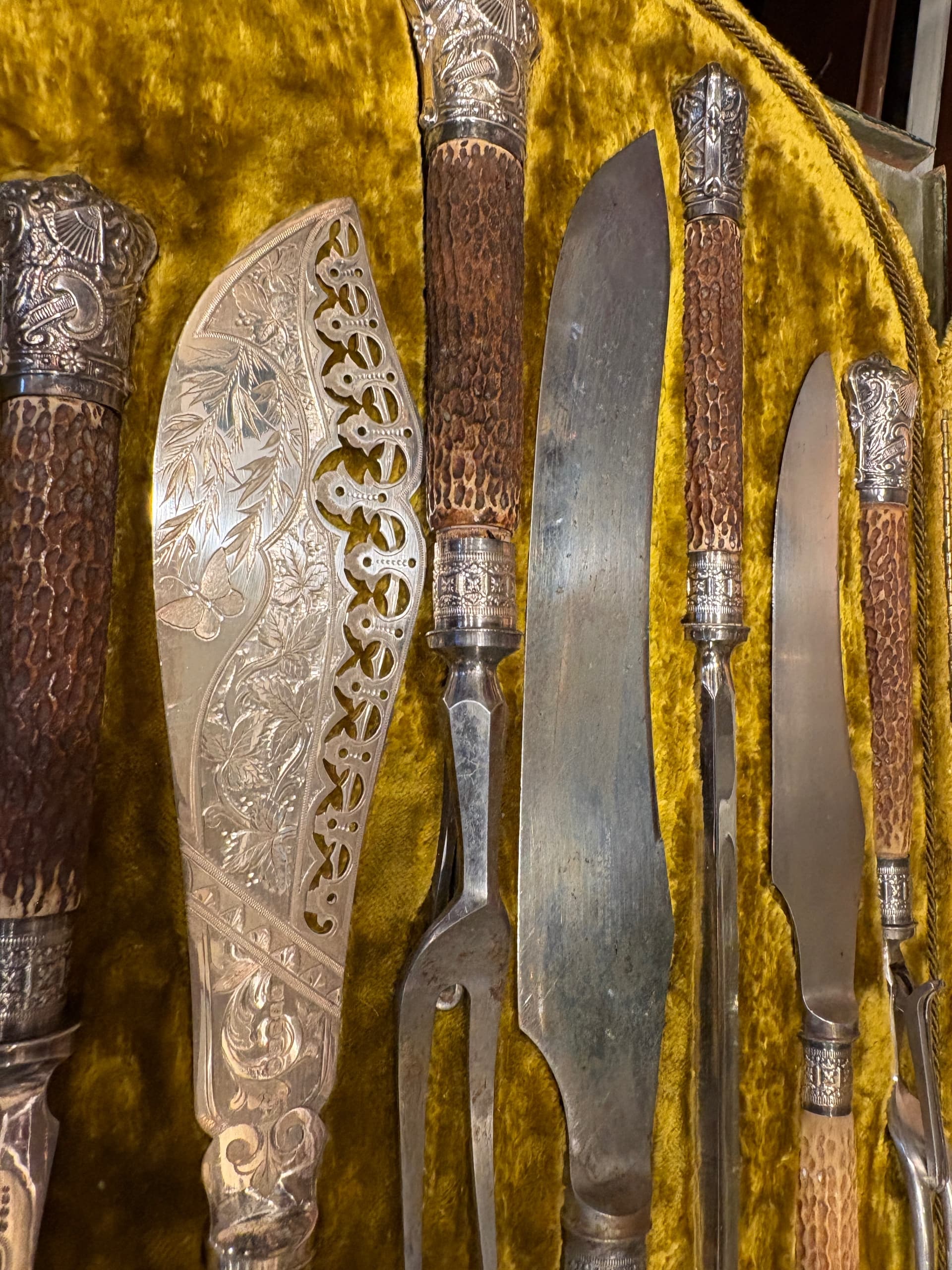 Victorian Cased Carving Set Fish Slice Stag Horn Handles 1881 G Knauth New York Silverplate - Regular - Thumbnail 8
