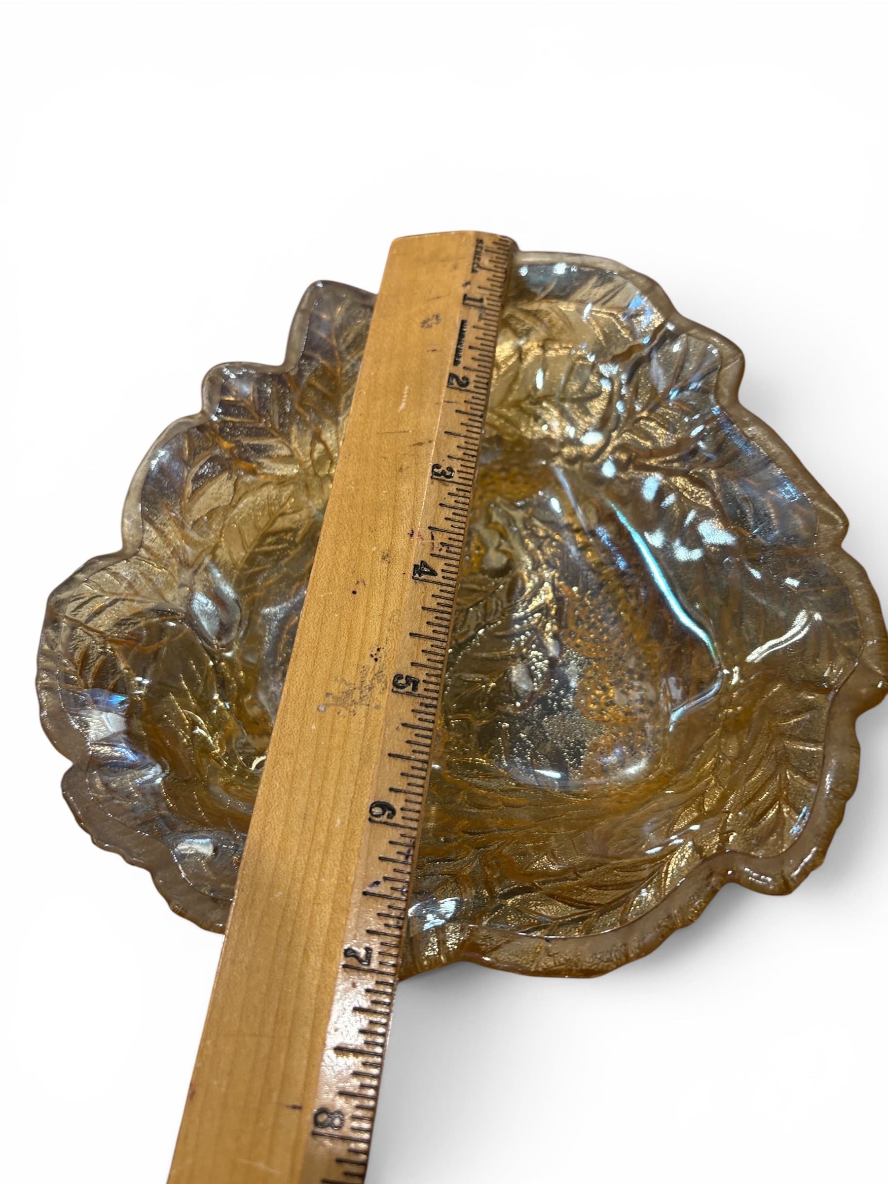 Vintage Marigold Carnival Glass Bowl / Bramble Berry Leaf Pattern - Regular - Thumbnail 6