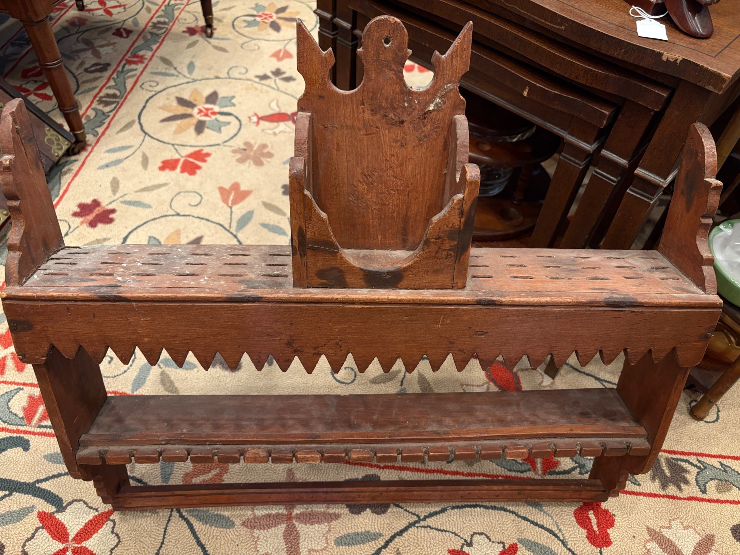 Primitive Knife & Spoon Wall Rack with Salt Box , c.1860–1890 - Regular