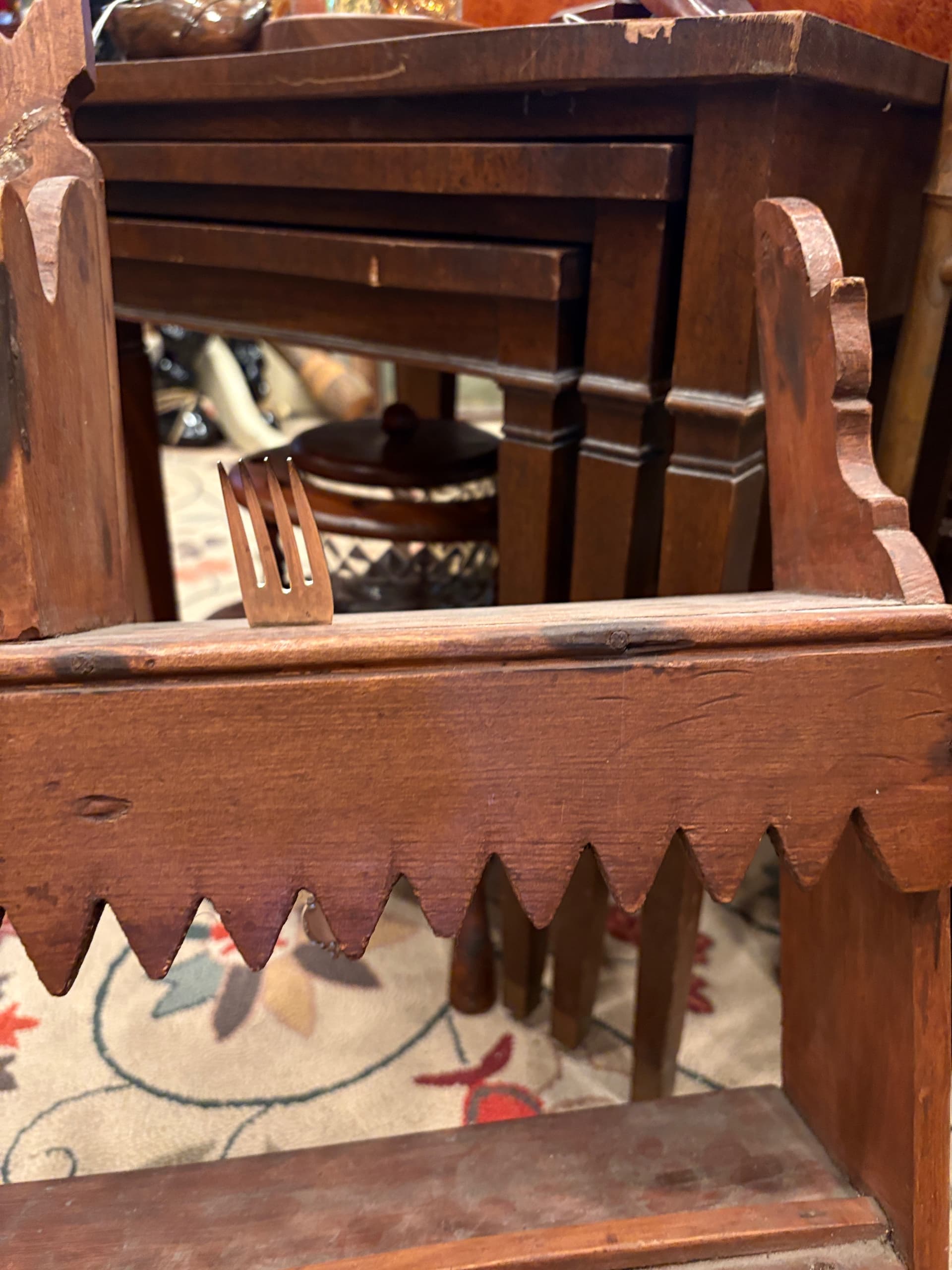 Primitive Knife & Spoon Wall Rack with Salt Box , c.1860–1890 - Regular - Thumbnail 7