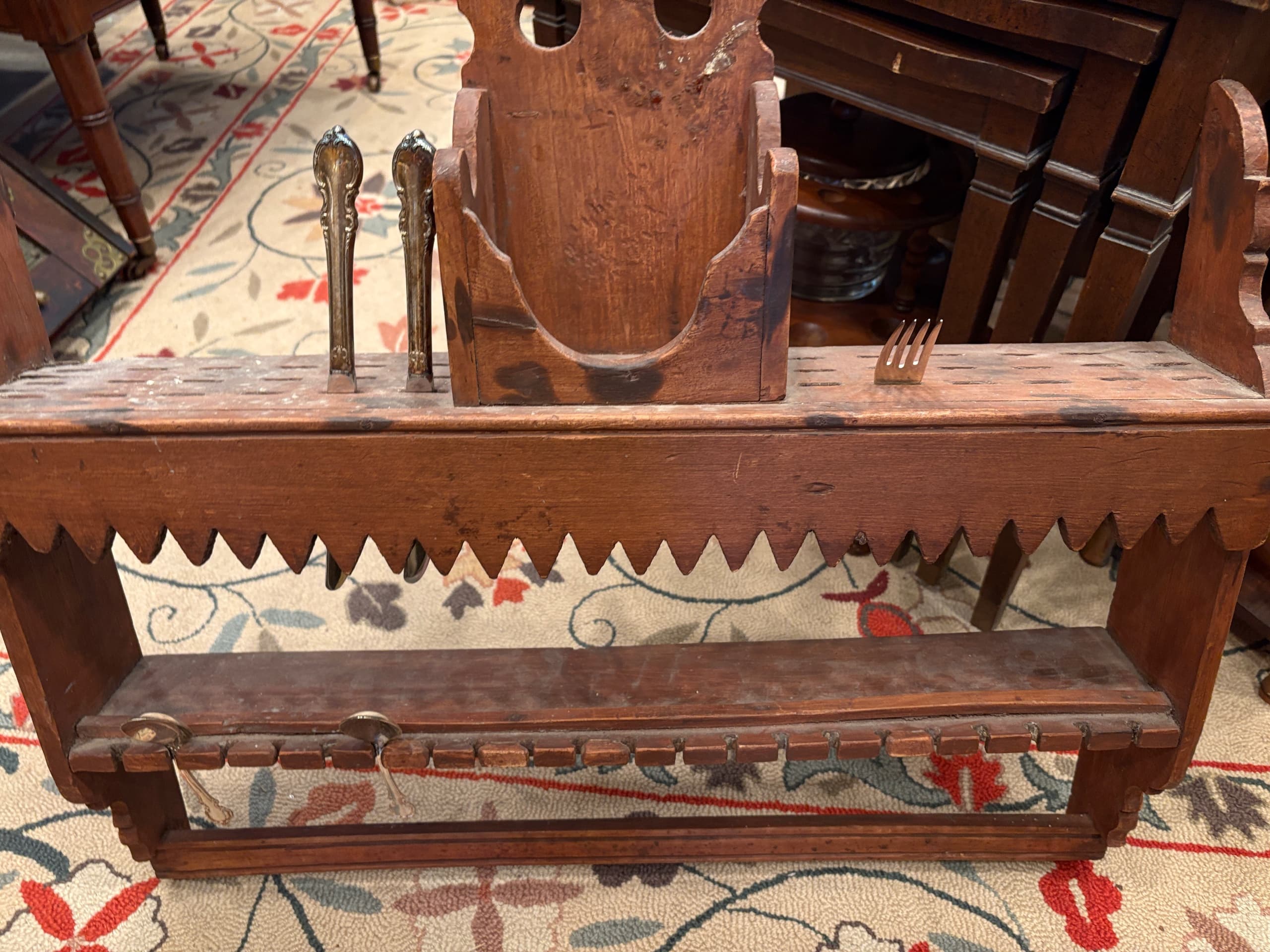Primitive Knife & Spoon Wall Rack with Salt Box , c.1860–1890 - Regular - Thumbnail 5