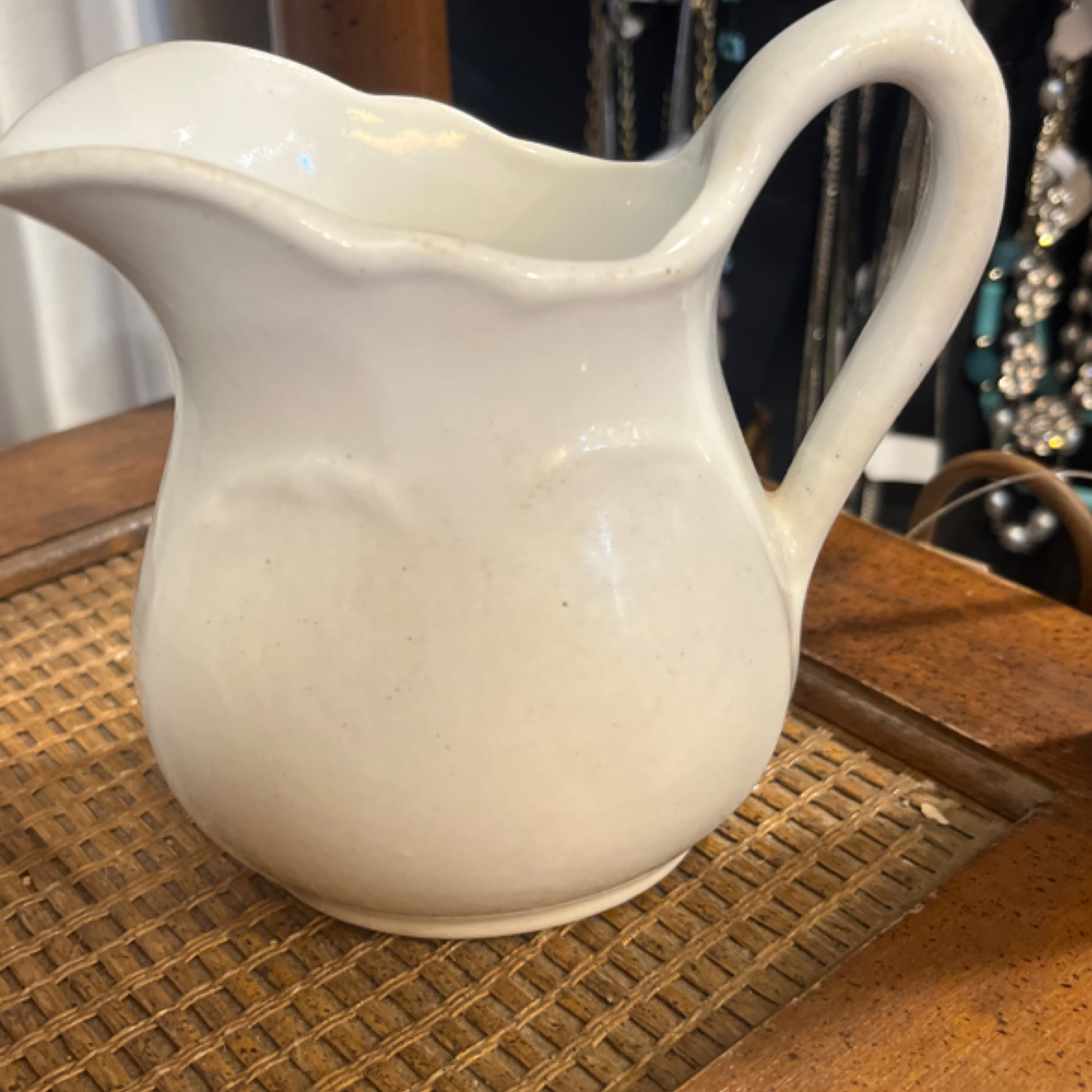 antique white ironstone pitcher - Regular