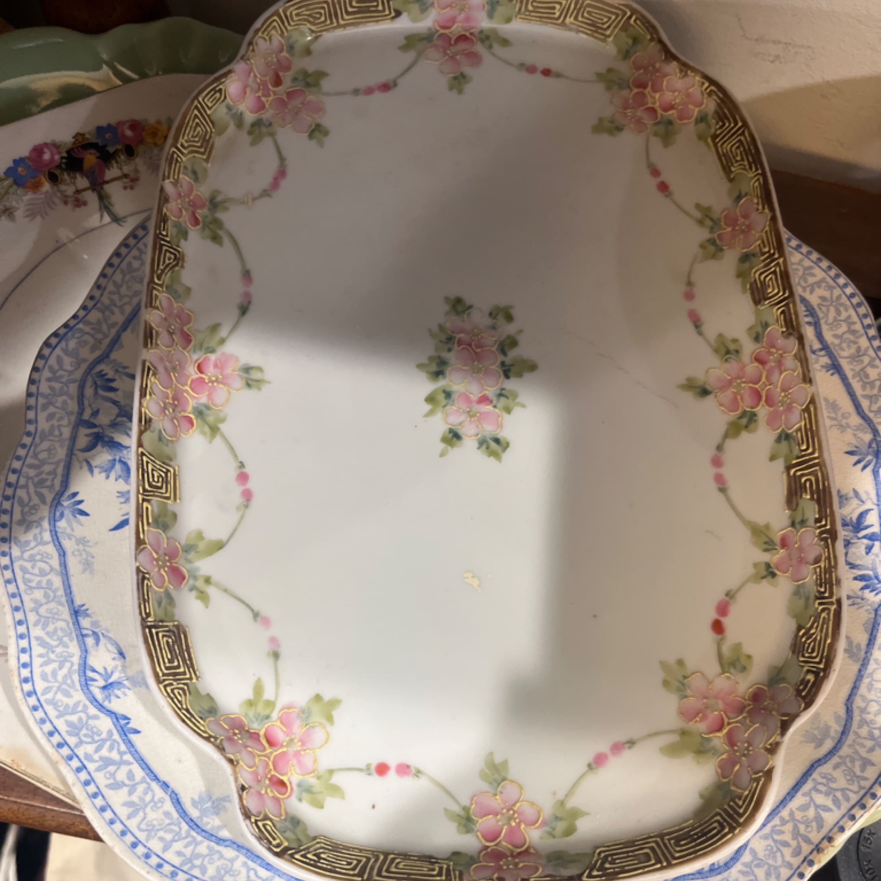 Larger Rectangle Tray with Painted Roses-1270 - Regular