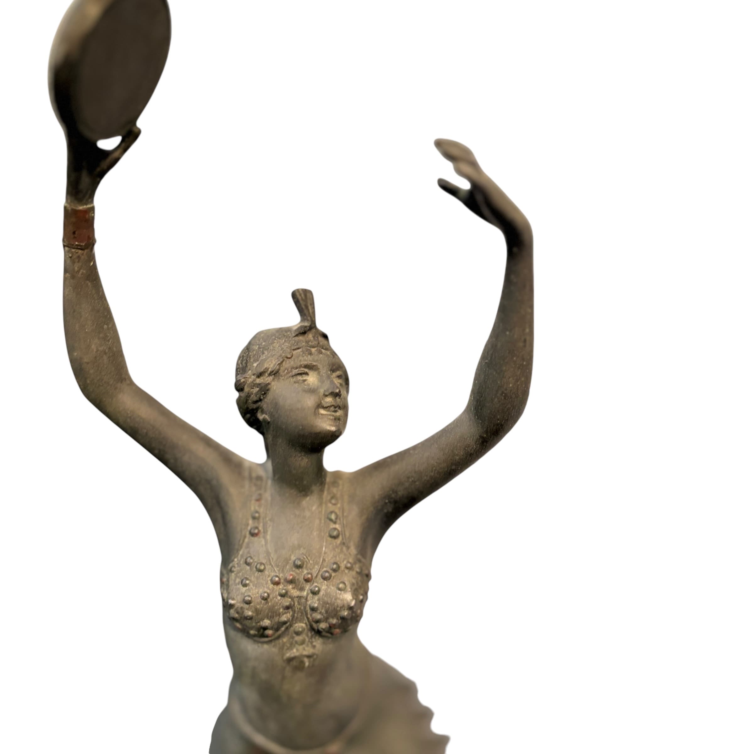 French Art Deco Spelter Tambourine Dancer Figurine circa 1920-1269 - Regular - Thumbnail 2