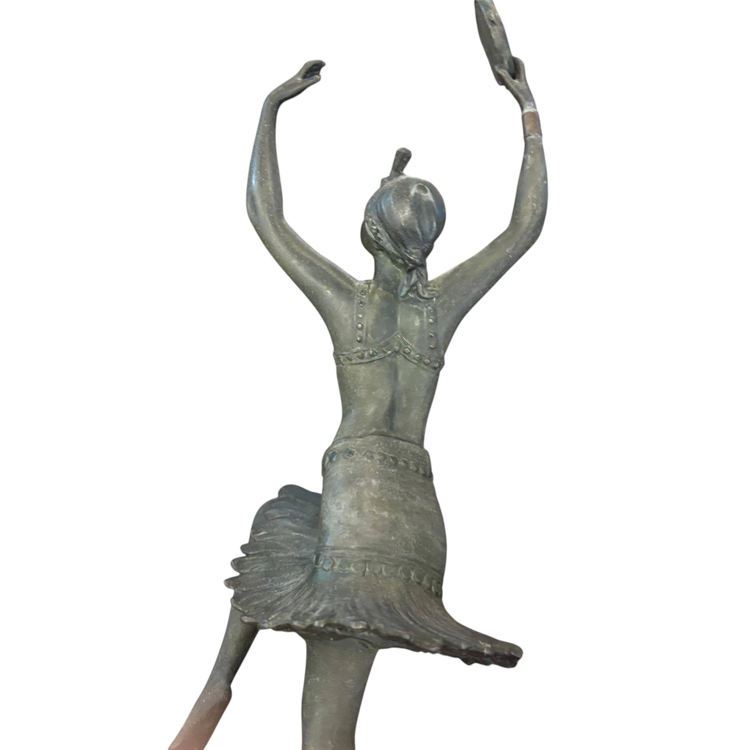 French Art Deco Spelter Tambourine Dancer Figurine circa 1920-1269 - Regular - Thumbnail 6