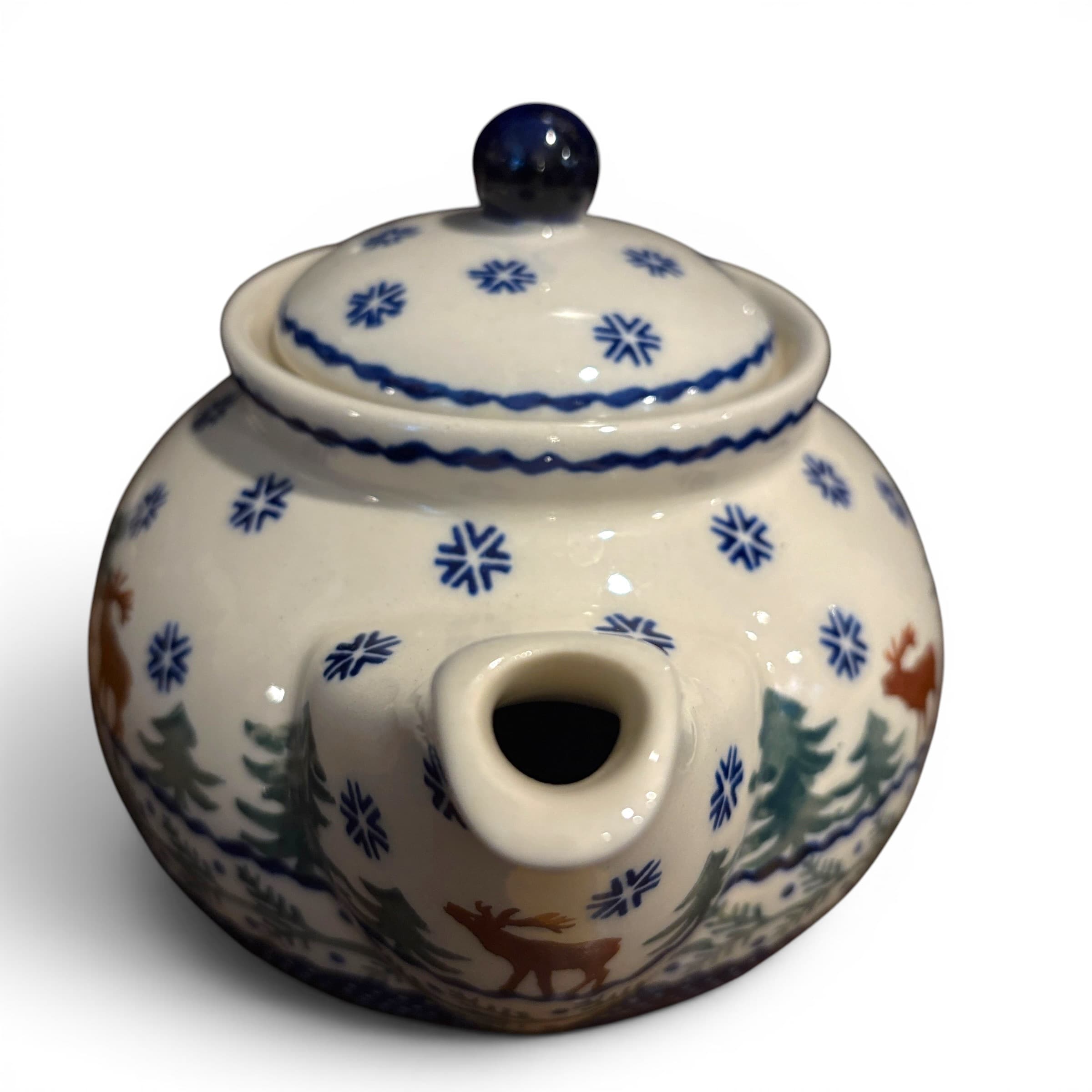 Ceramika Artystyczna Polish Pottery Teapot | Winter Moose Forest - Regular - Thumbnail 5