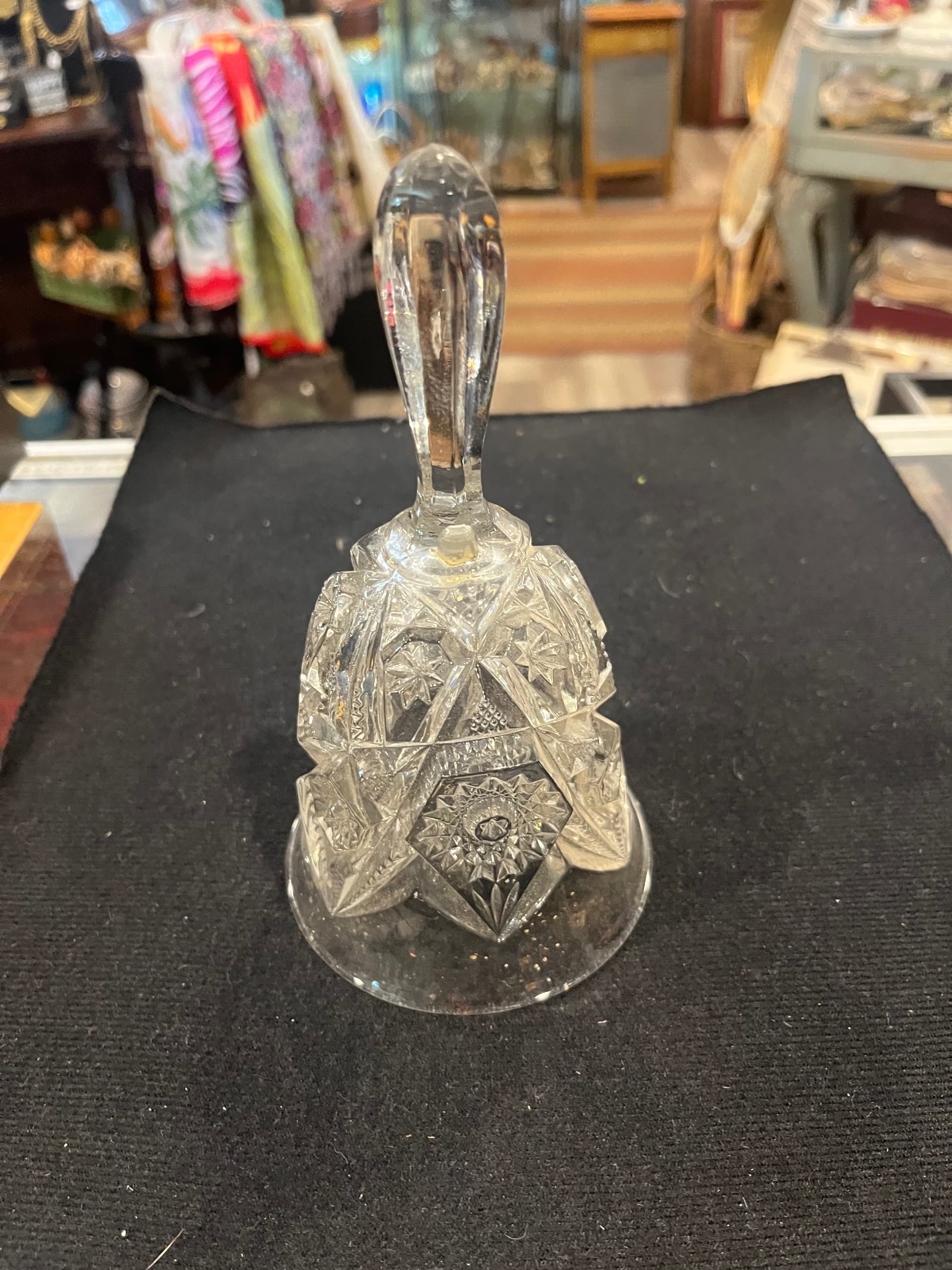 Vintage Pressed Glass Bell — Star & Fan Pattern 941 - Regular