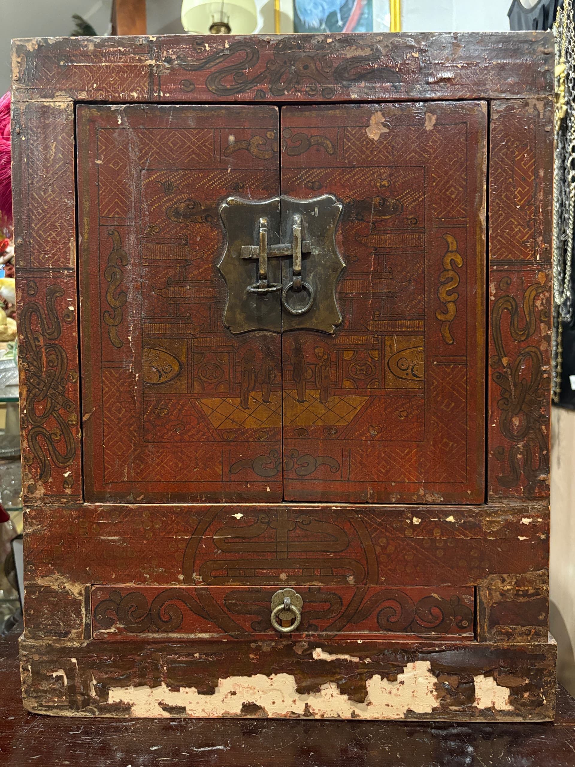 Antique Chinese Red Lacquer Cabinet • Late Qing Dynasty 1880-1920 • 1205 - Regular