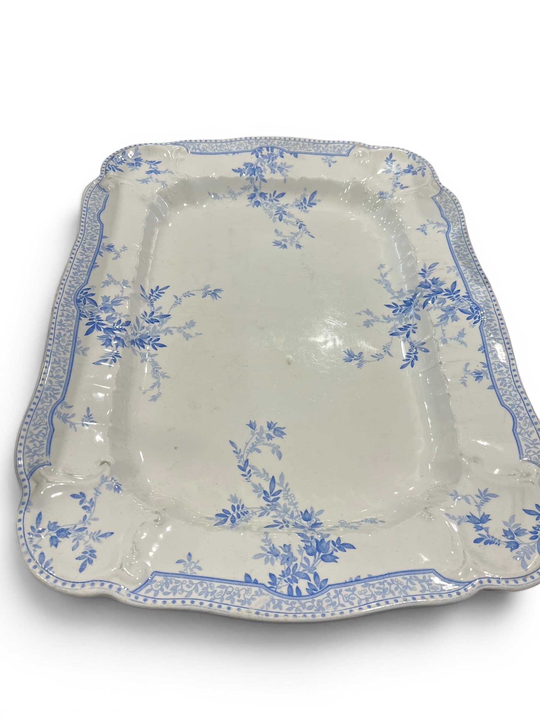 Ridgways “Eton” Blue & White 18” Transferware Platter | Royal Semi Porcelain England | c.1890 (1279) - Regular - Thumbnail 3