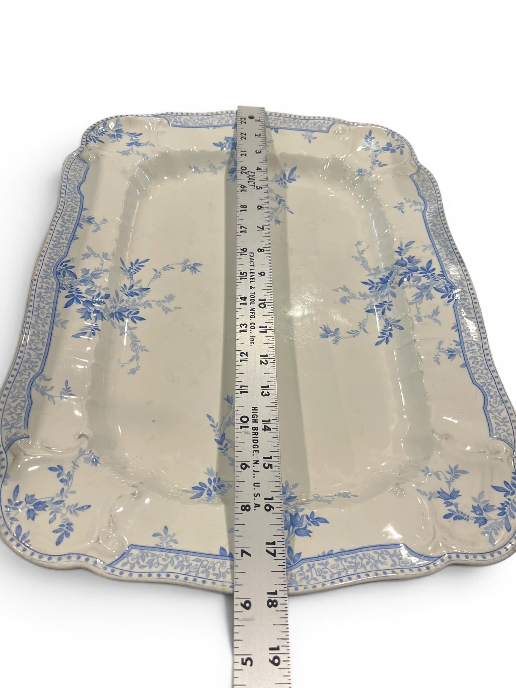 Ridgways “Eton” Blue & White 18” Transferware Platter | Royal Semi Porcelain England | c.1890 (1279) - Regular - Thumbnail 4