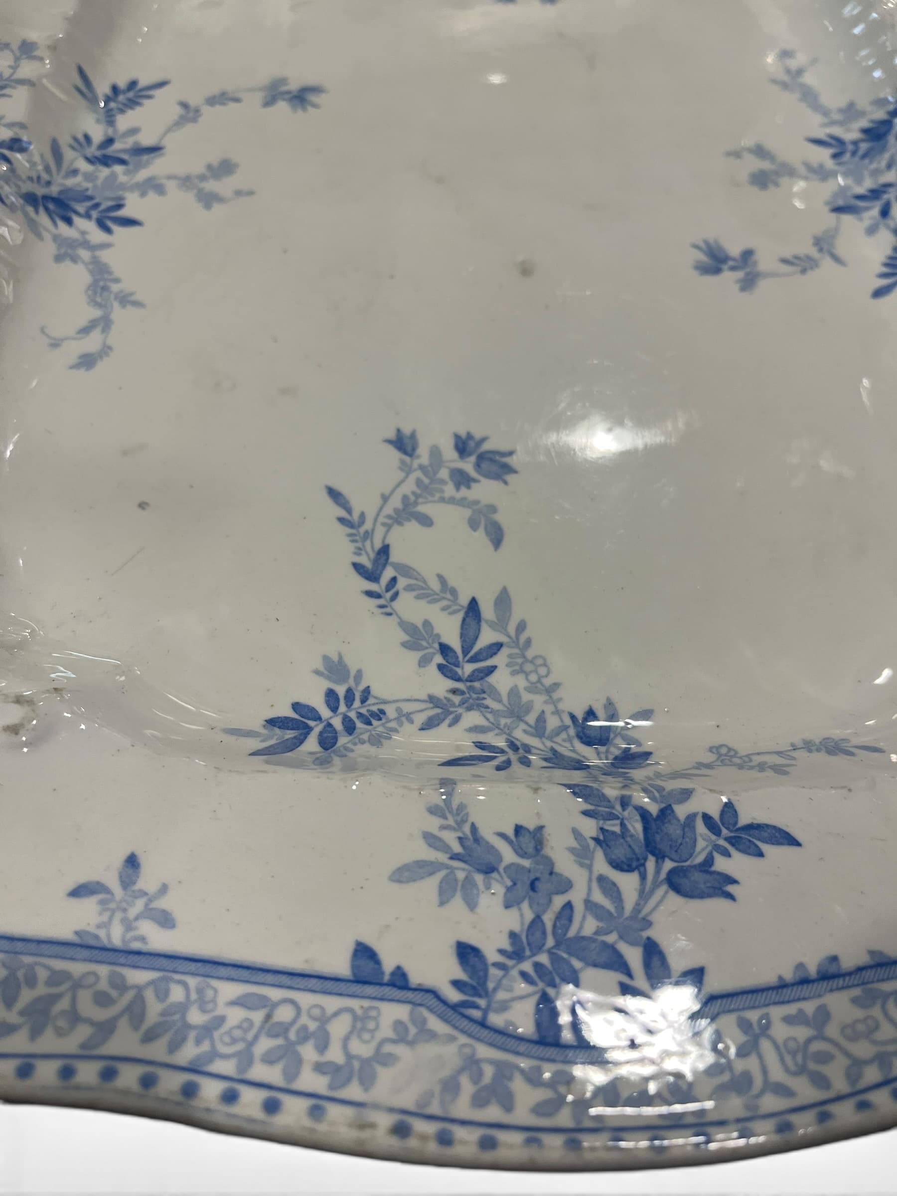 Ridgways “Eton” Blue & White 18” Transferware Platter | Royal Semi Porcelain England | c.1890 (1279) - Regular - Thumbnail 2