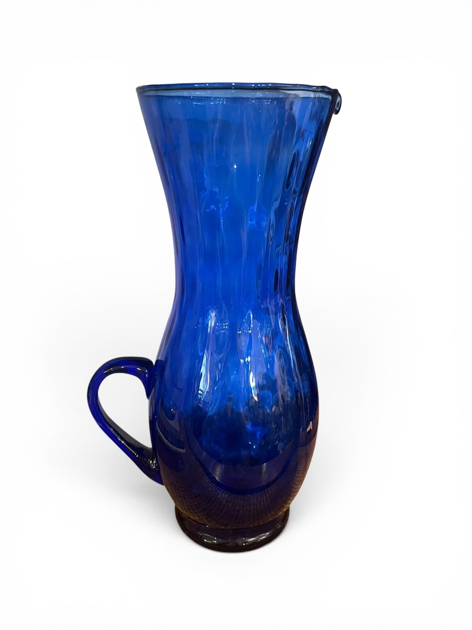 Vintage Cobalt Blue Art Glass Pitcher | Mid-Century Accent - Regular - Thumbnail 6