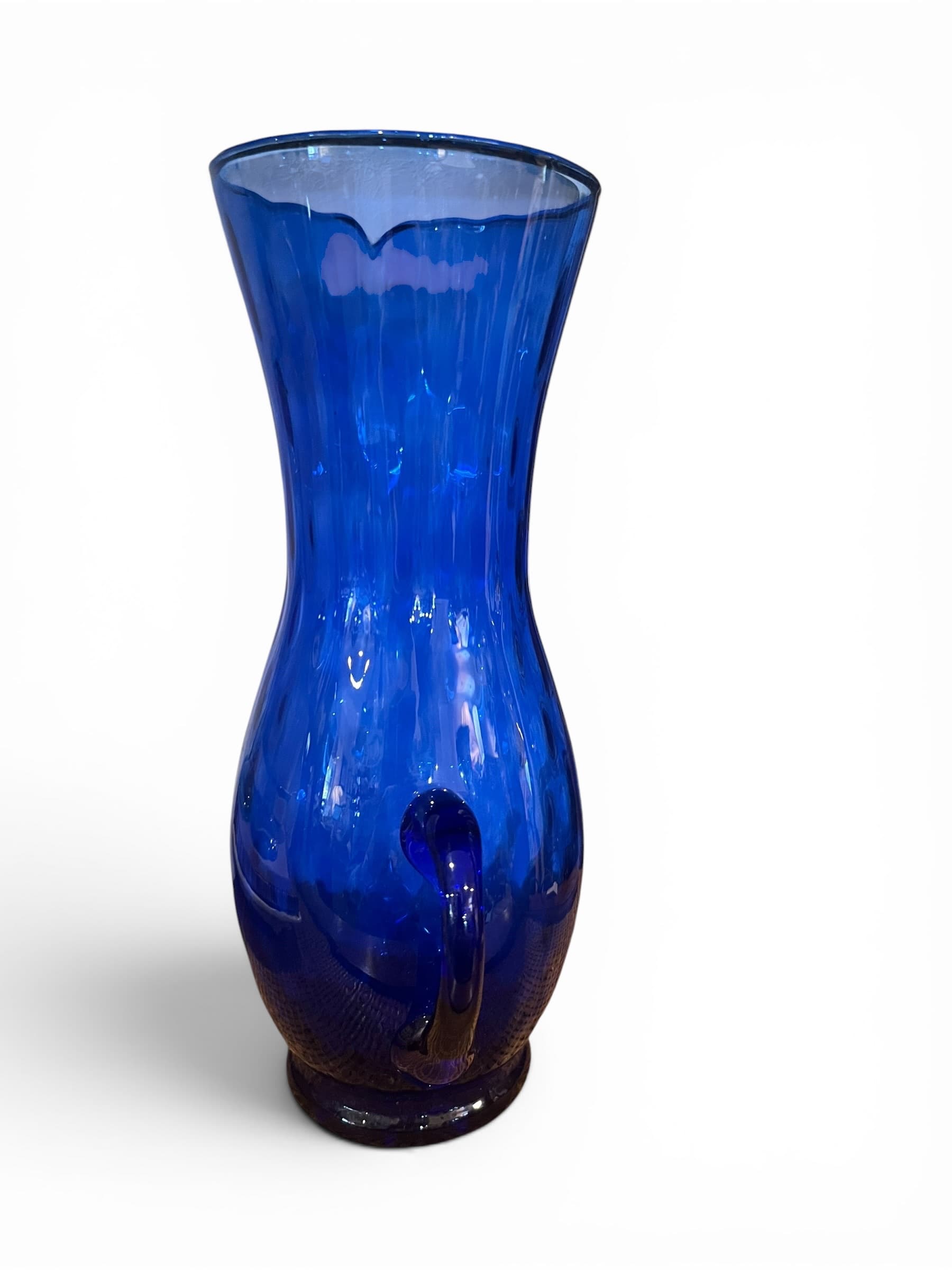 Vintage Cobalt Blue Art Glass Pitcher | Mid-Century Accent - Regular - Thumbnail 5