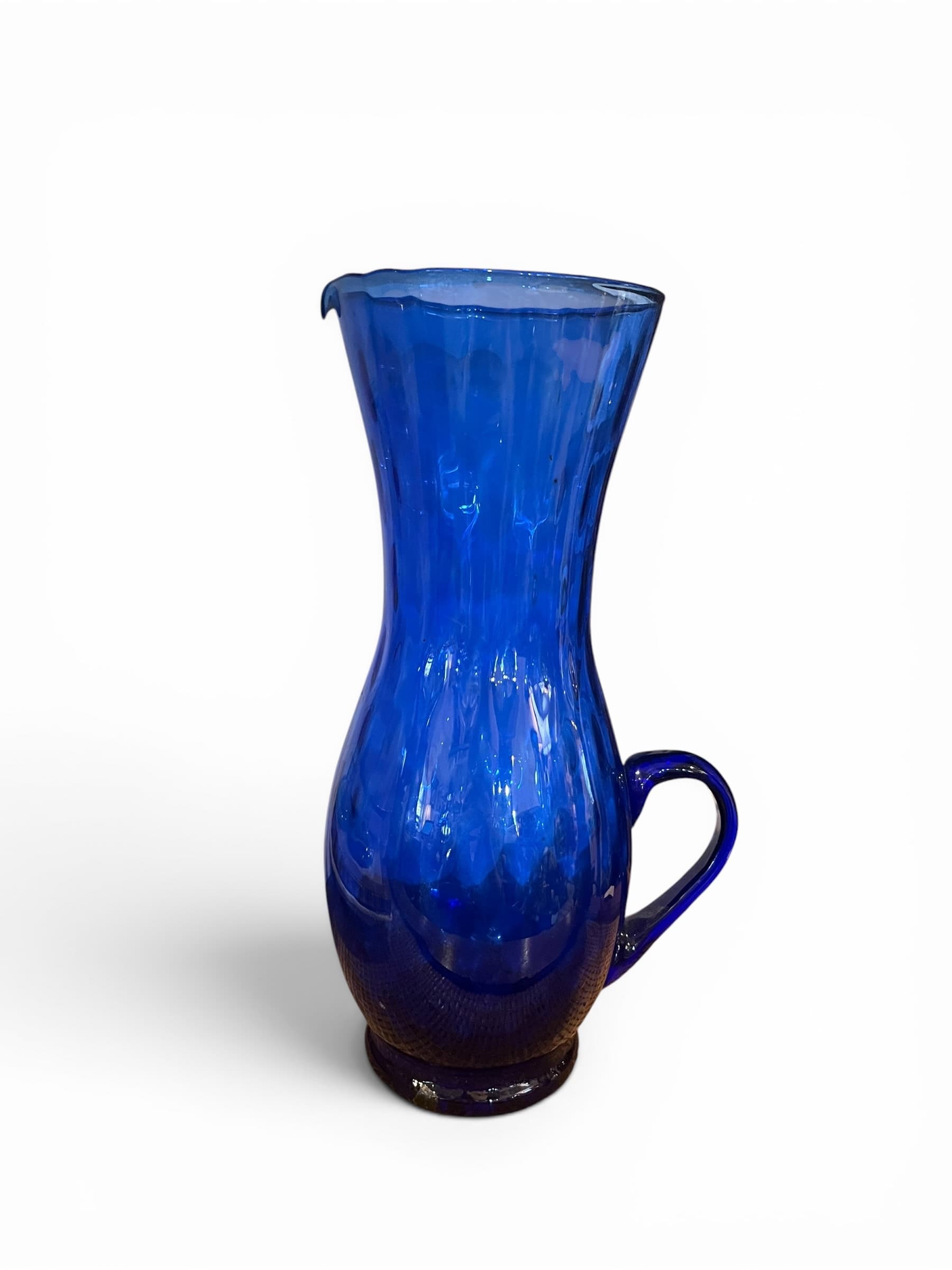 Vintage Cobalt Blue Art Glass Pitcher | Mid-Century Accent - Regular - Thumbnail 4