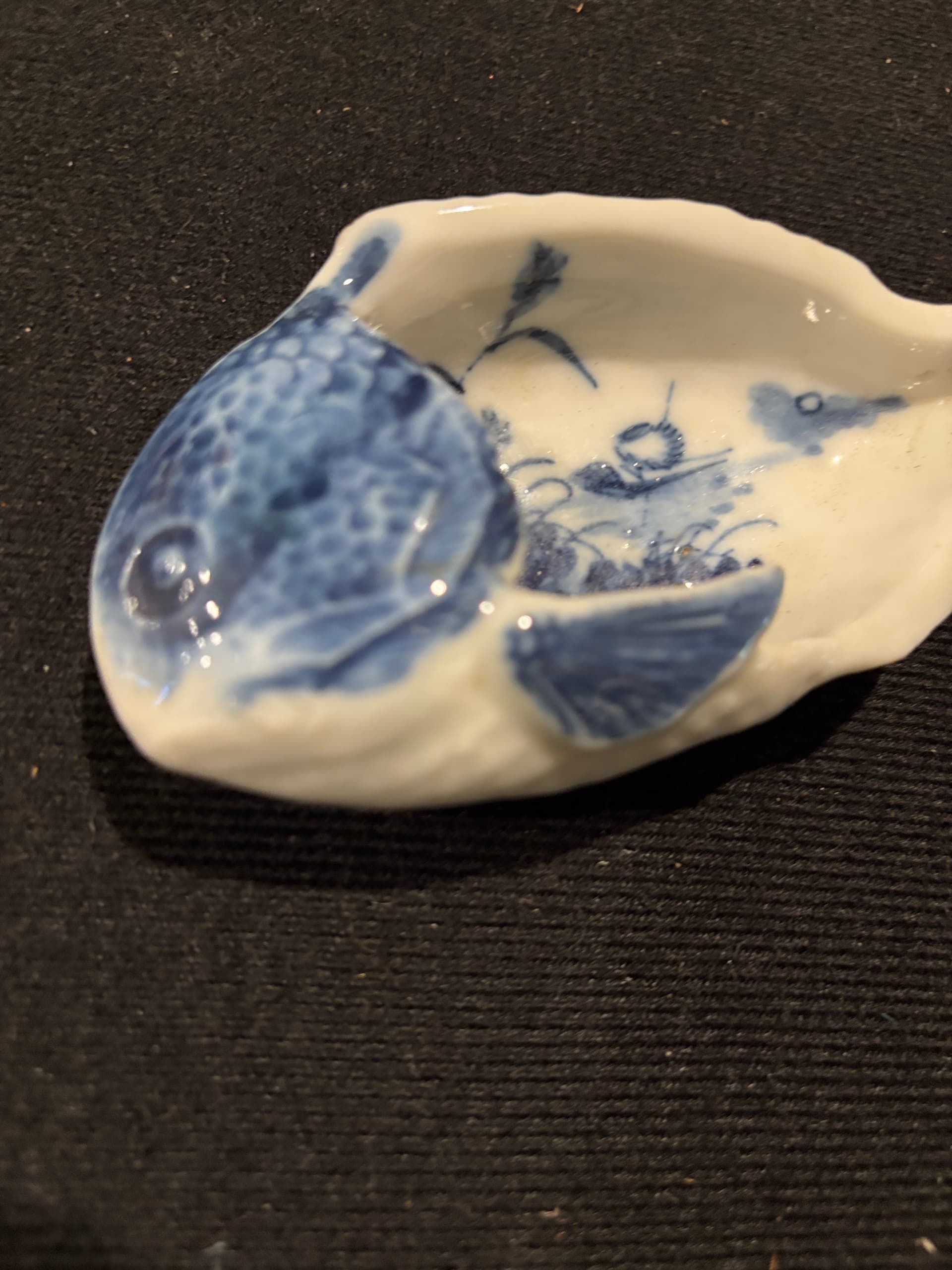 Chinese Blue and White Porcelain Fish Dish | Carp Figural Catchall | Asian Export Porcelain | Cobalt Blue Fish Bowl | Vintage Chinoiserie Decor - Regular - Thumbnail 5