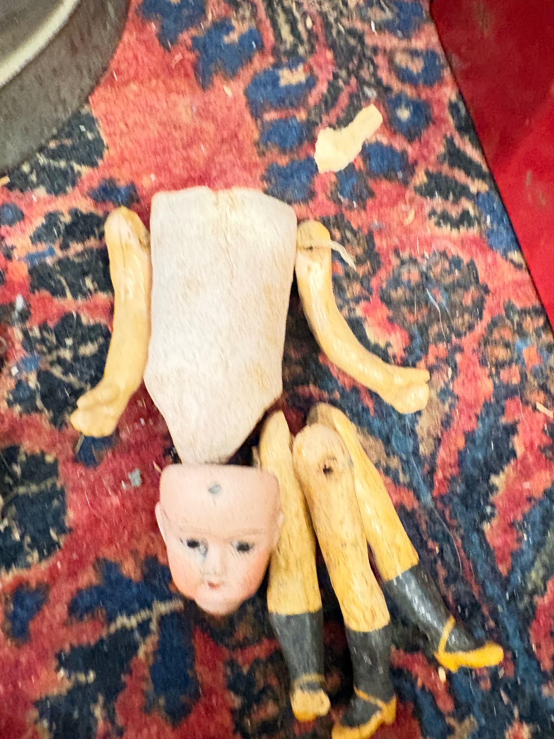 Antique Doll Parts Lot — Bisque Heads, Composition Bodies, Kid Leather, Cloth — 1880s–1910s — Restoration, Assemblage, Curiosity Collection 1270 - Regular - Thumbnail 3