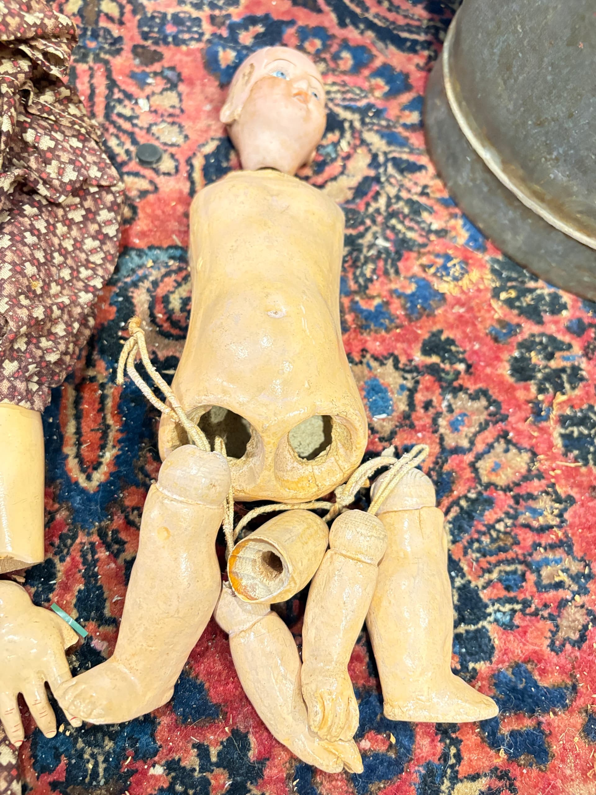 Antique Doll Parts Lot — Bisque Heads, Composition Bodies, Kid Leather, Cloth — 1880s–1910s — Restoration, Assemblage, Curiosity Collection 1270 - Regular