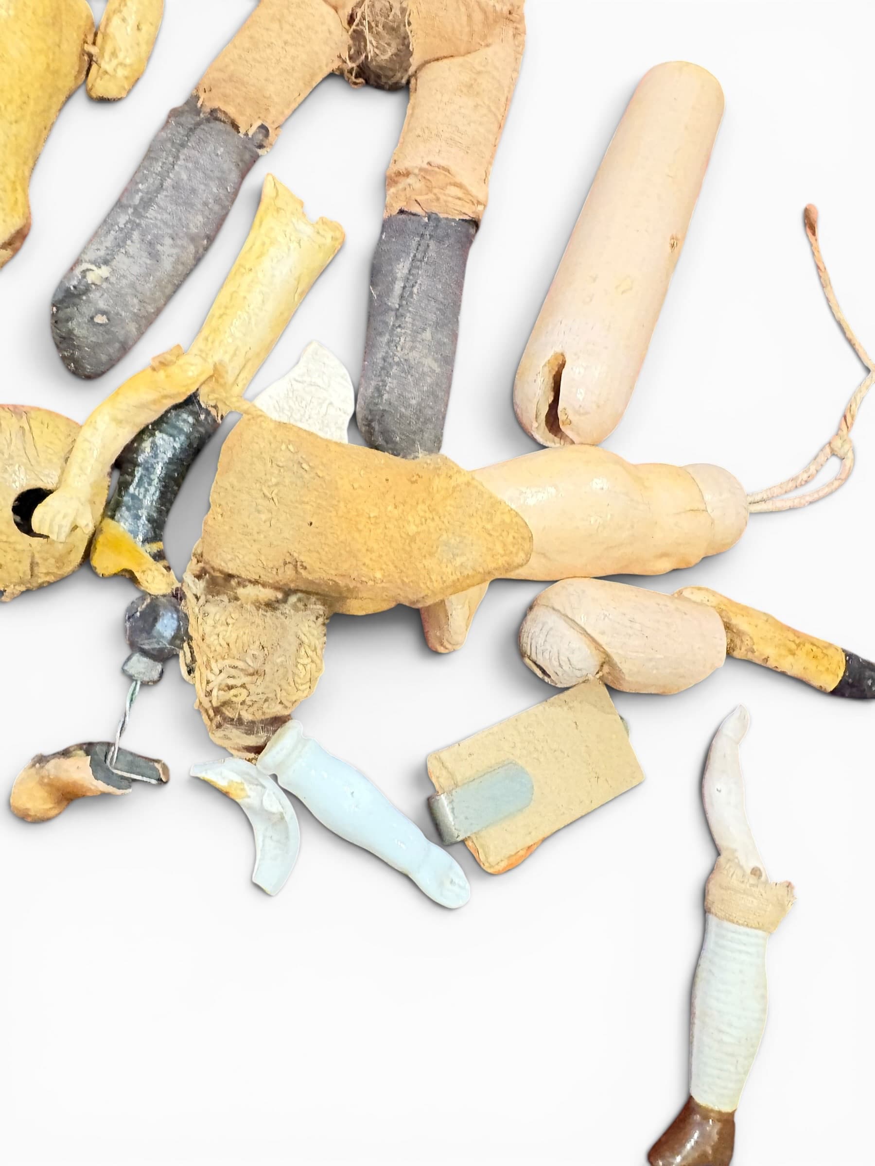 Antique Doll Parts Lot — Bisque Heads, Composition Bodies, Kid Leather, Cloth — 1880s–1910s — Restoration, Assemblage, Curiosity Collection 1270 - Regular - Thumbnail 5
