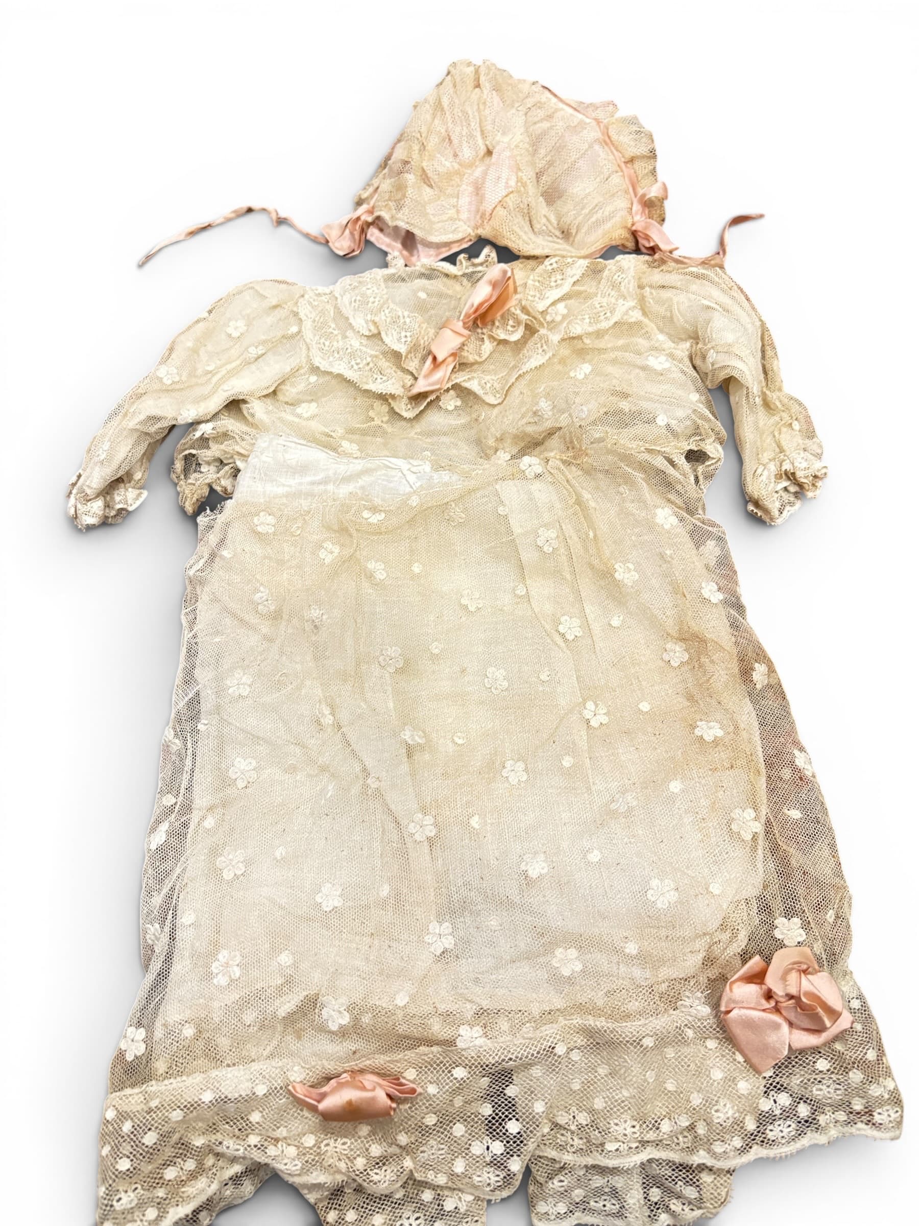Antique Doll Layette Set | 1880s–1910s | Embroidered Net Christening Outfit - 1270 - Regular - Thumbnail 2