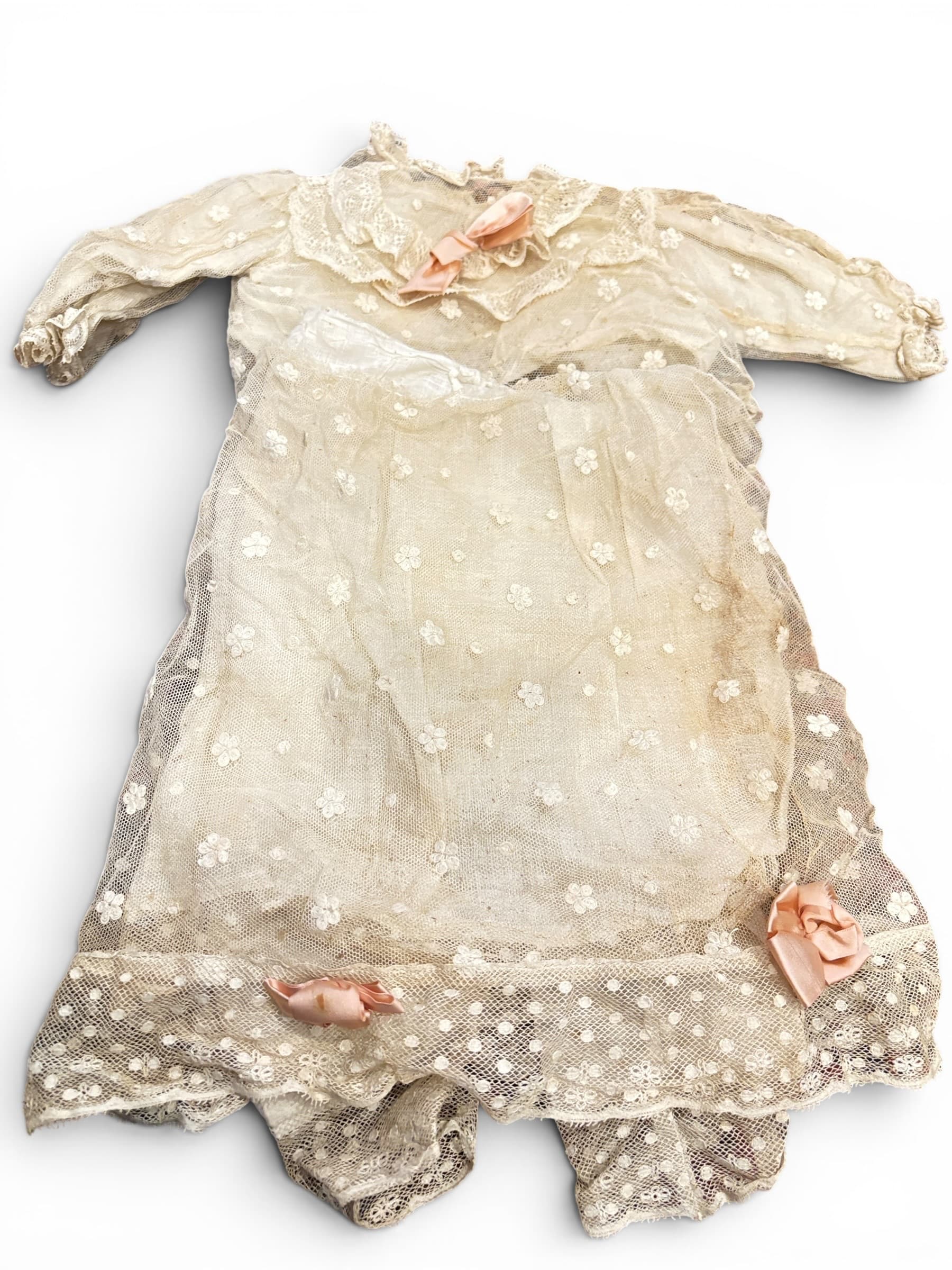 Antique Doll Layette Set | 1880s–1910s | Embroidered Net Christening Outfit - 1270 - Regular