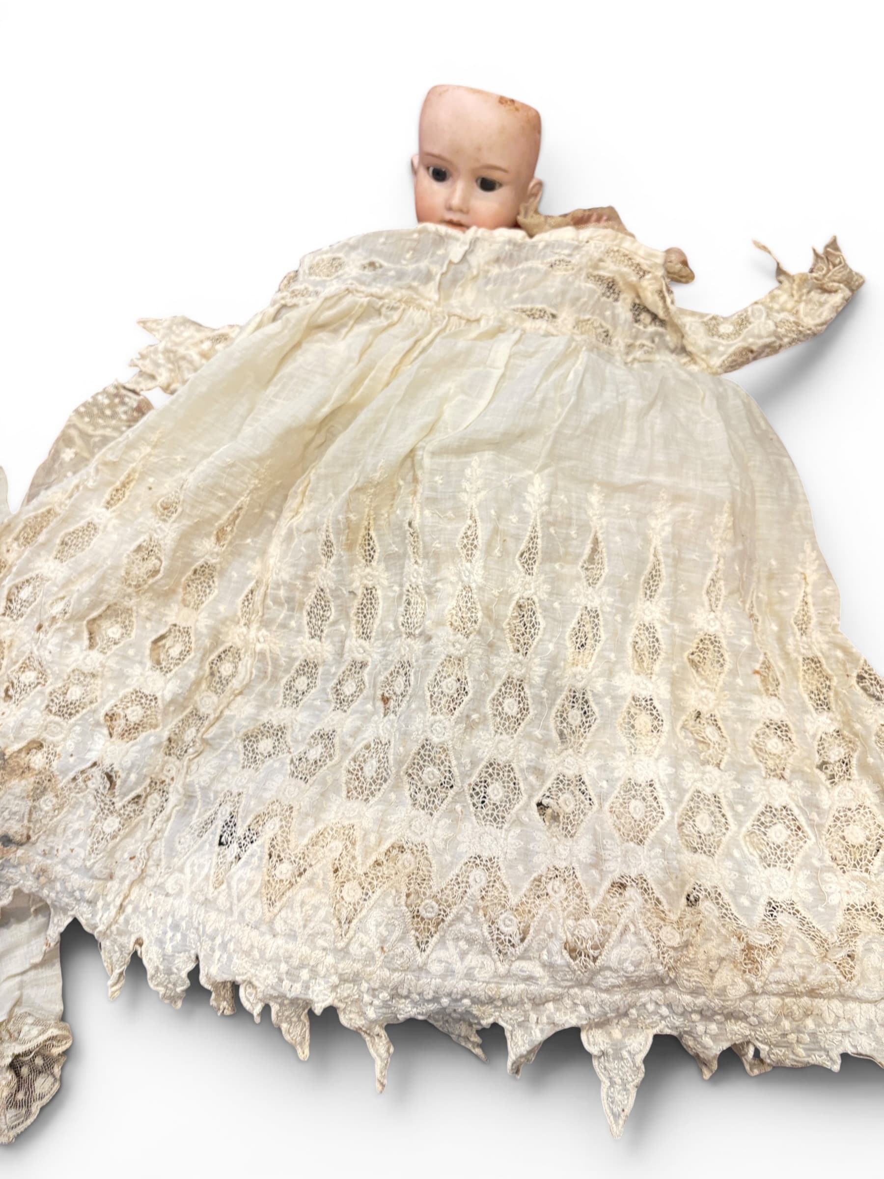 Antique Doll Layette Set | 1880s–1910s | Embroidered Net Christening Outfit - 1270 - Regular - Thumbnail 7