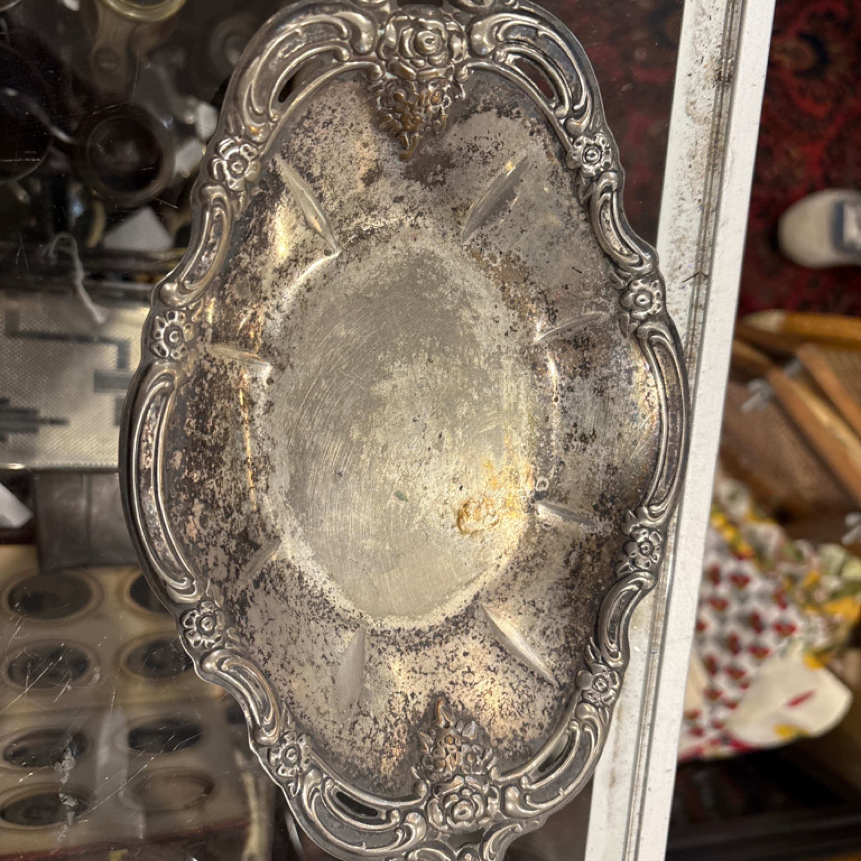 Oneida Community Plate Silverplate Oval Tray — Rococo Rose Border - Regular