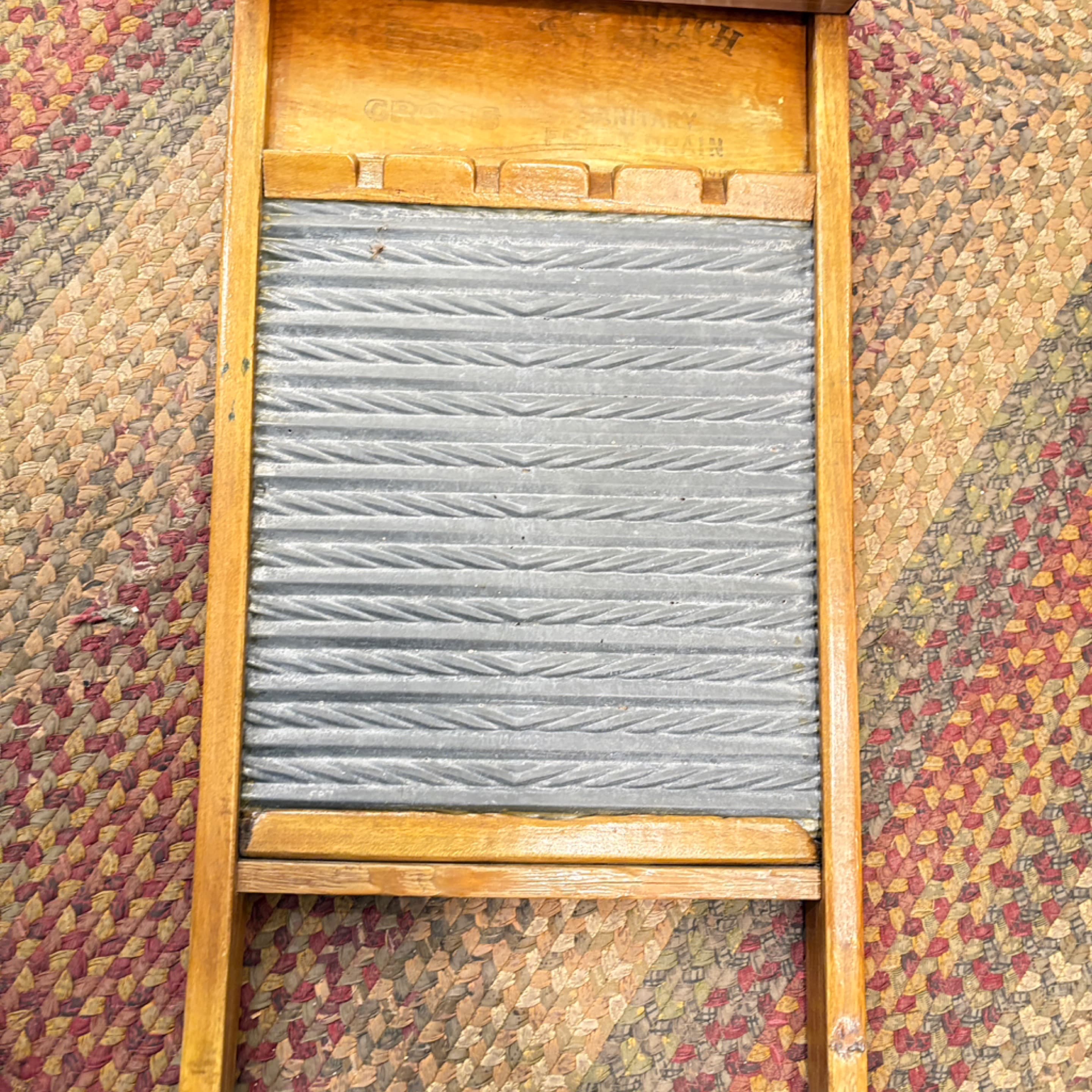 Antique National Washboard Co. No. 65 | Zinc & Wood | Chicago Saginaw Memphis | Early 20th Century Laundry Primitive - Regular