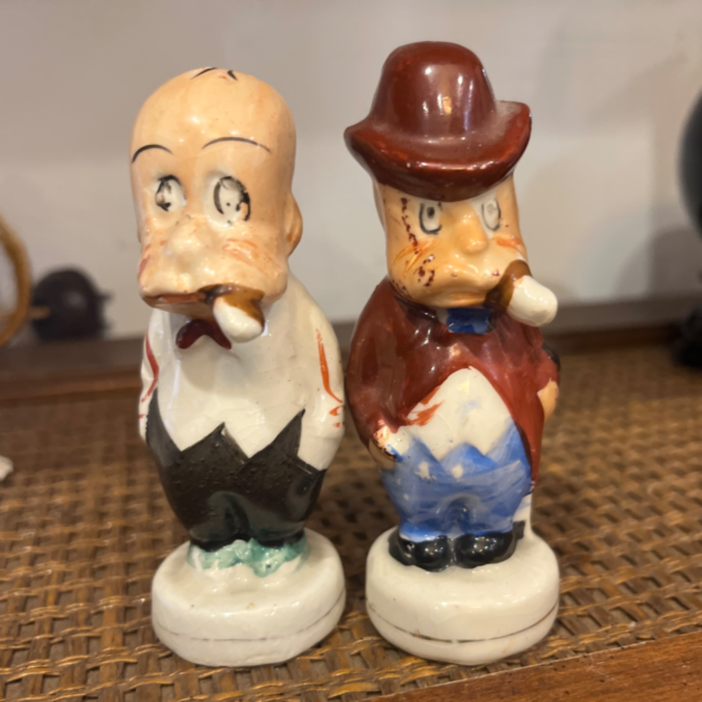 Vintage Salt & Pepper Shakers Characters with Pipes - Regular