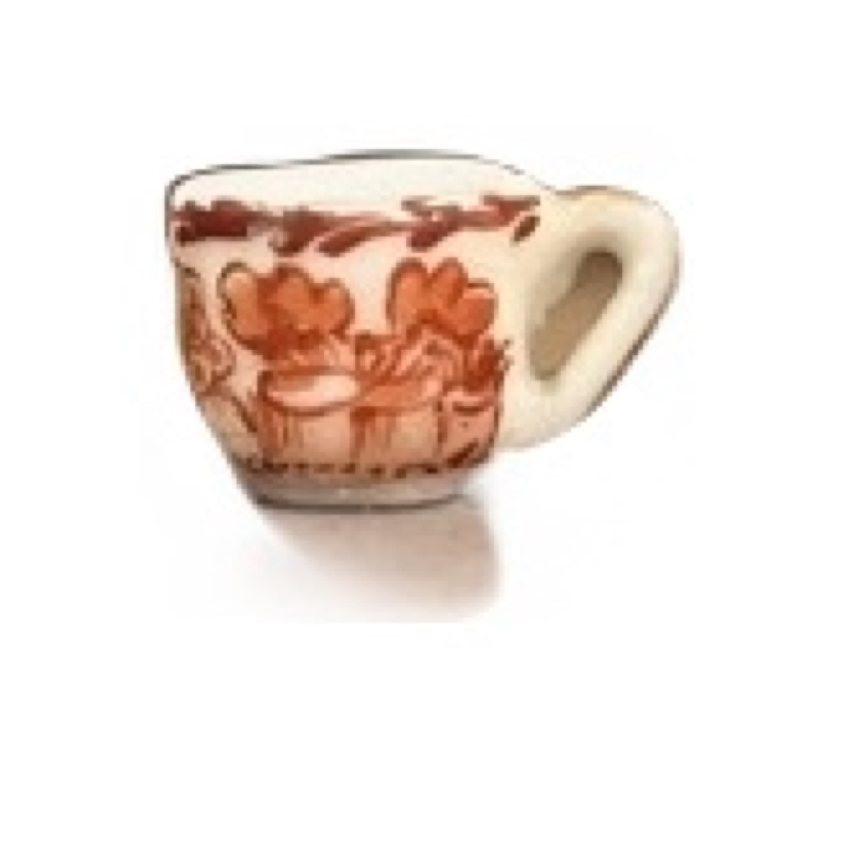Miniature Porcelain Tea Cup | Dollhouse 1:12 Scale | Red Floral Transferware | Antique Collectible - Regular