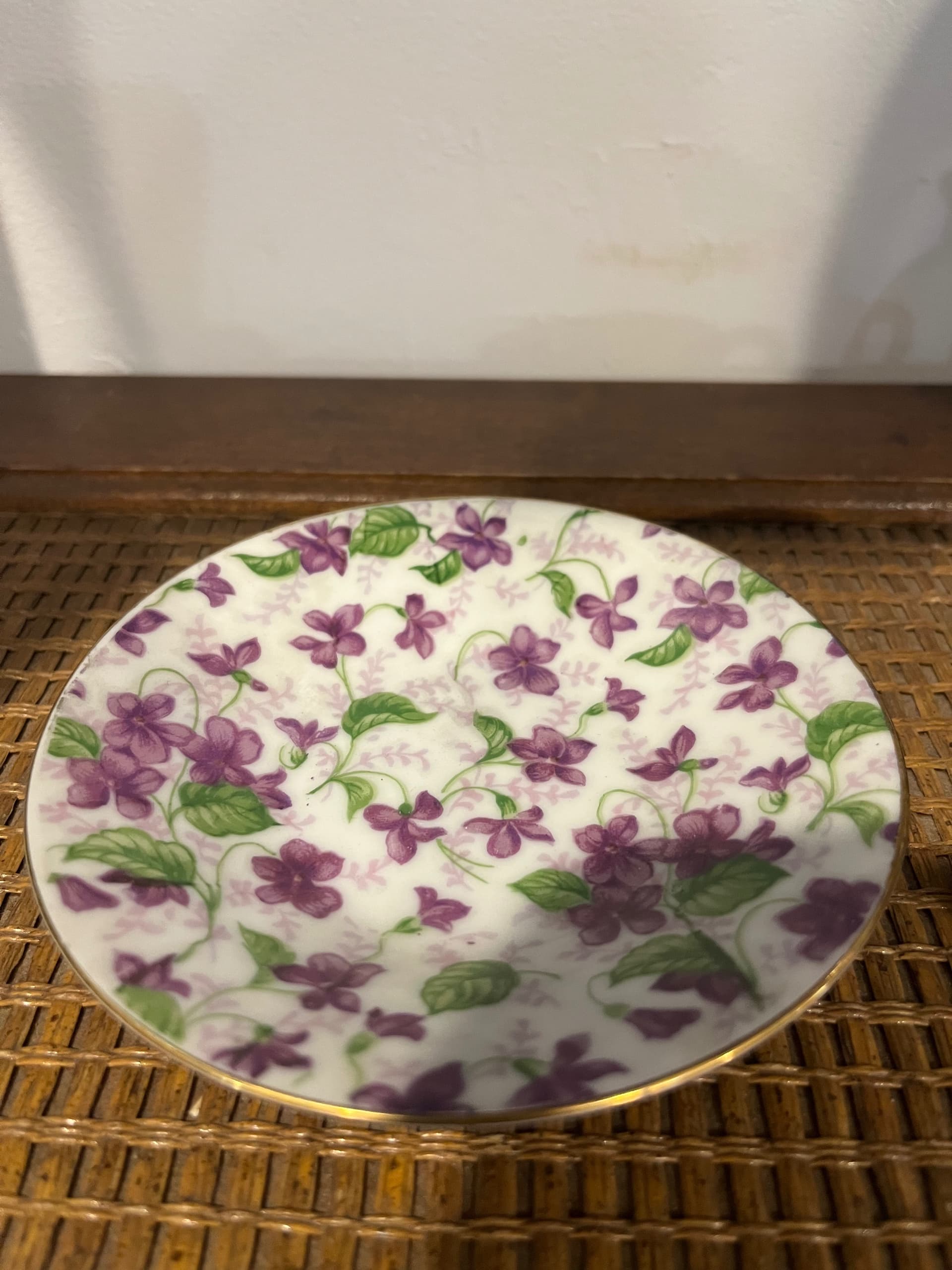 Demitasse Cup & Saucer | Violet Chintz Porcelain | Purple Floral Allover Pattern | Gold Rim | Made in Japan Vintage - Regular - Thumbnail 2