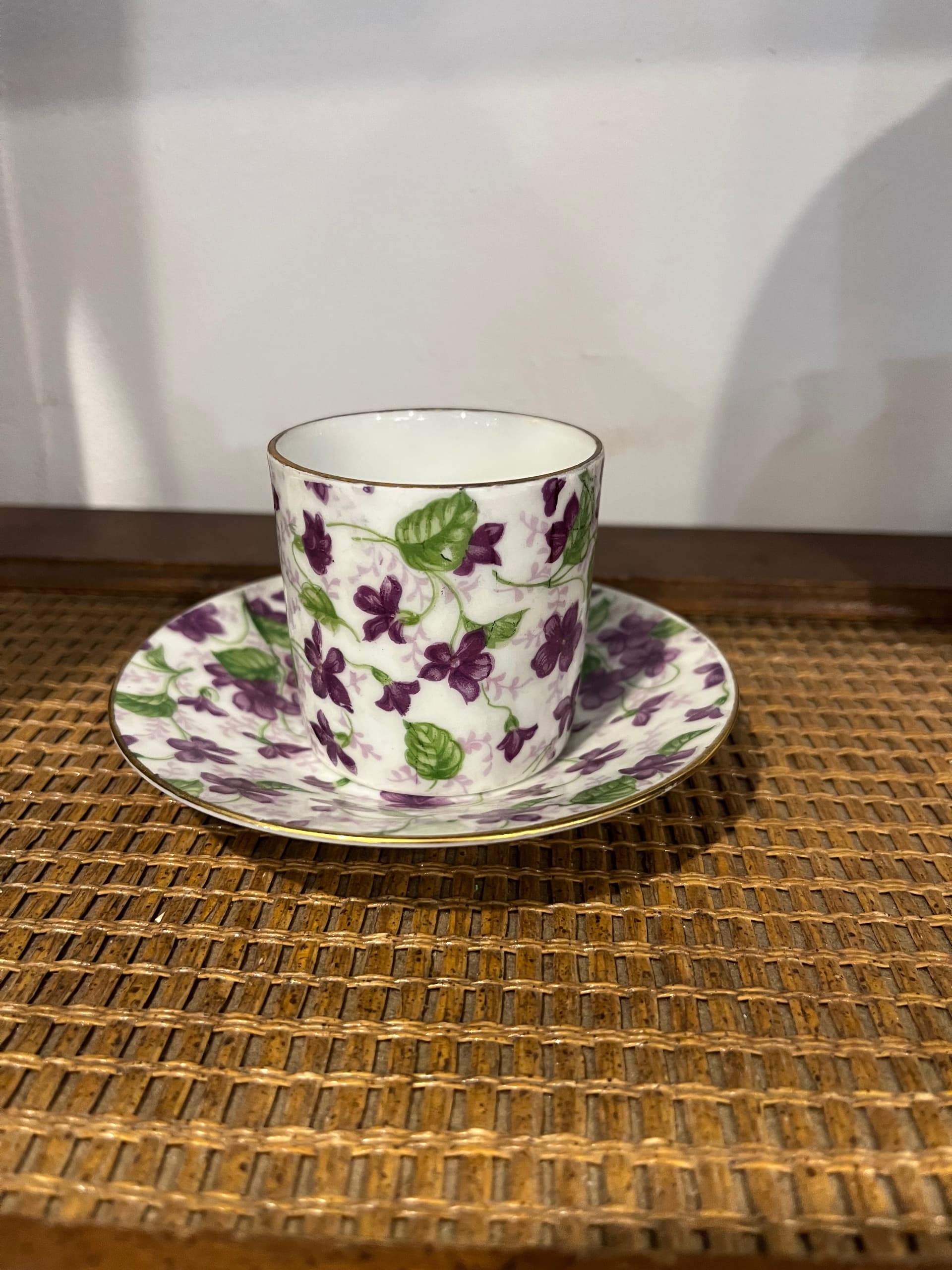 Demitasse Cup & Saucer | Violet Chintz Porcelain | Purple Floral Allover Pattern | Gold Rim | Made in Japan Vintage - Regular - Thumbnail 6