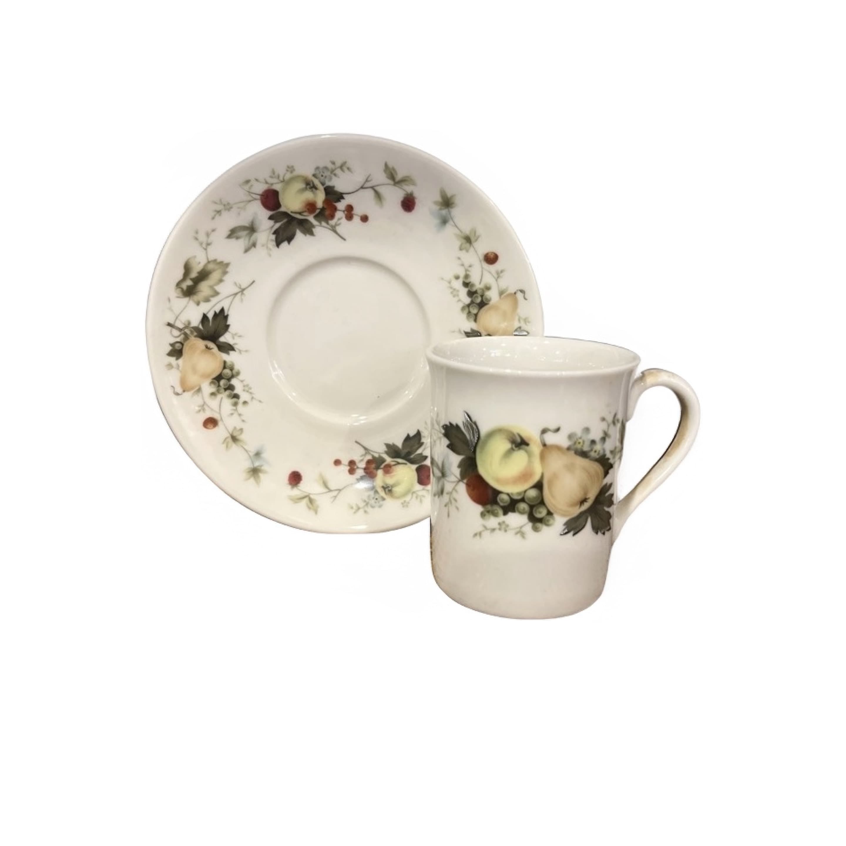 Royal Doulton Miramont TC1022 Demitasse Cup Saucer English Translucent China Fruit Pattern England - Regular