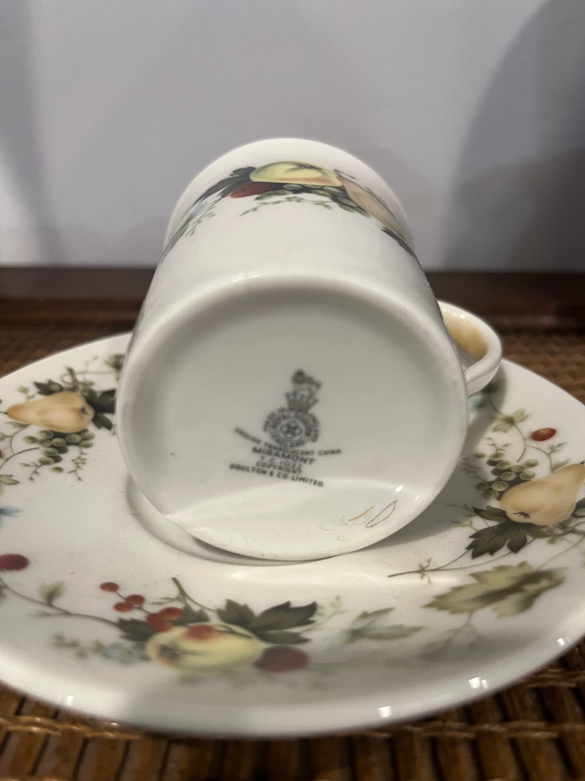 Royal Doulton Miramont TC1022 Demitasse Cup Saucer English Translucent China Fruit Pattern England - Regular - Thumbnail 6