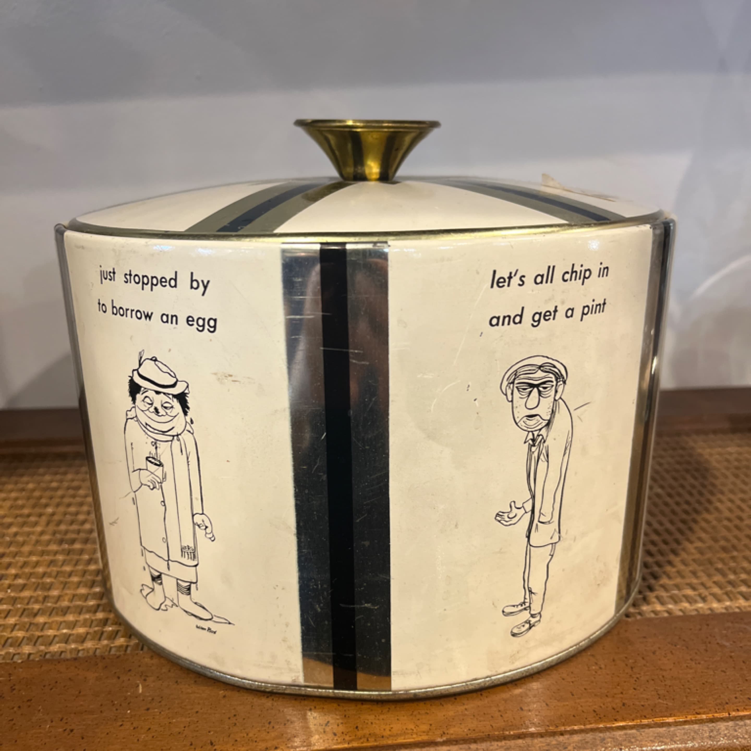 Vintage Fabcraft Ice Bucket with Humorous William Box Art, Comic Barware 941 - Regular