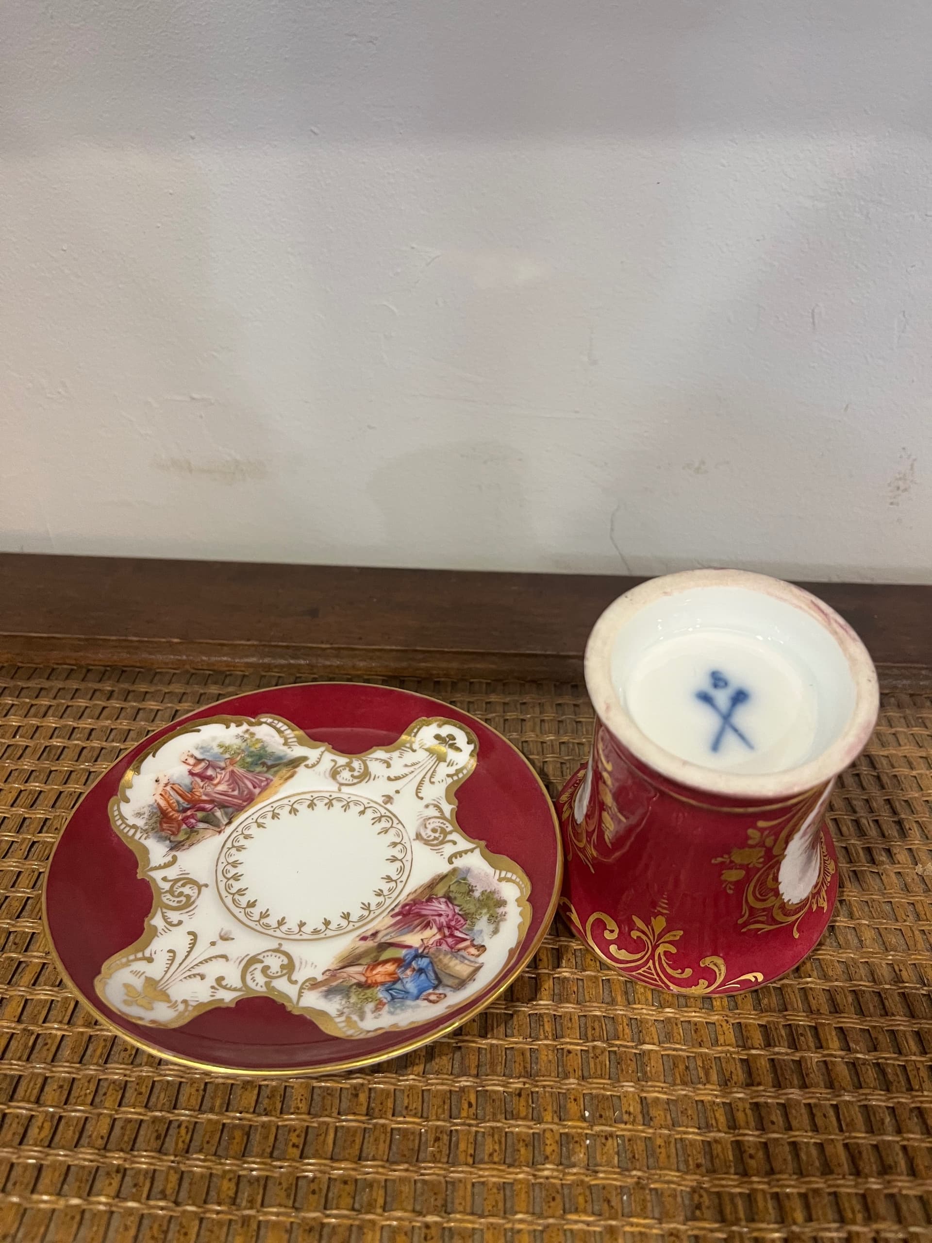 Antique German porcelain demitasse cup and saucer set - Regular - Thumbnail 3