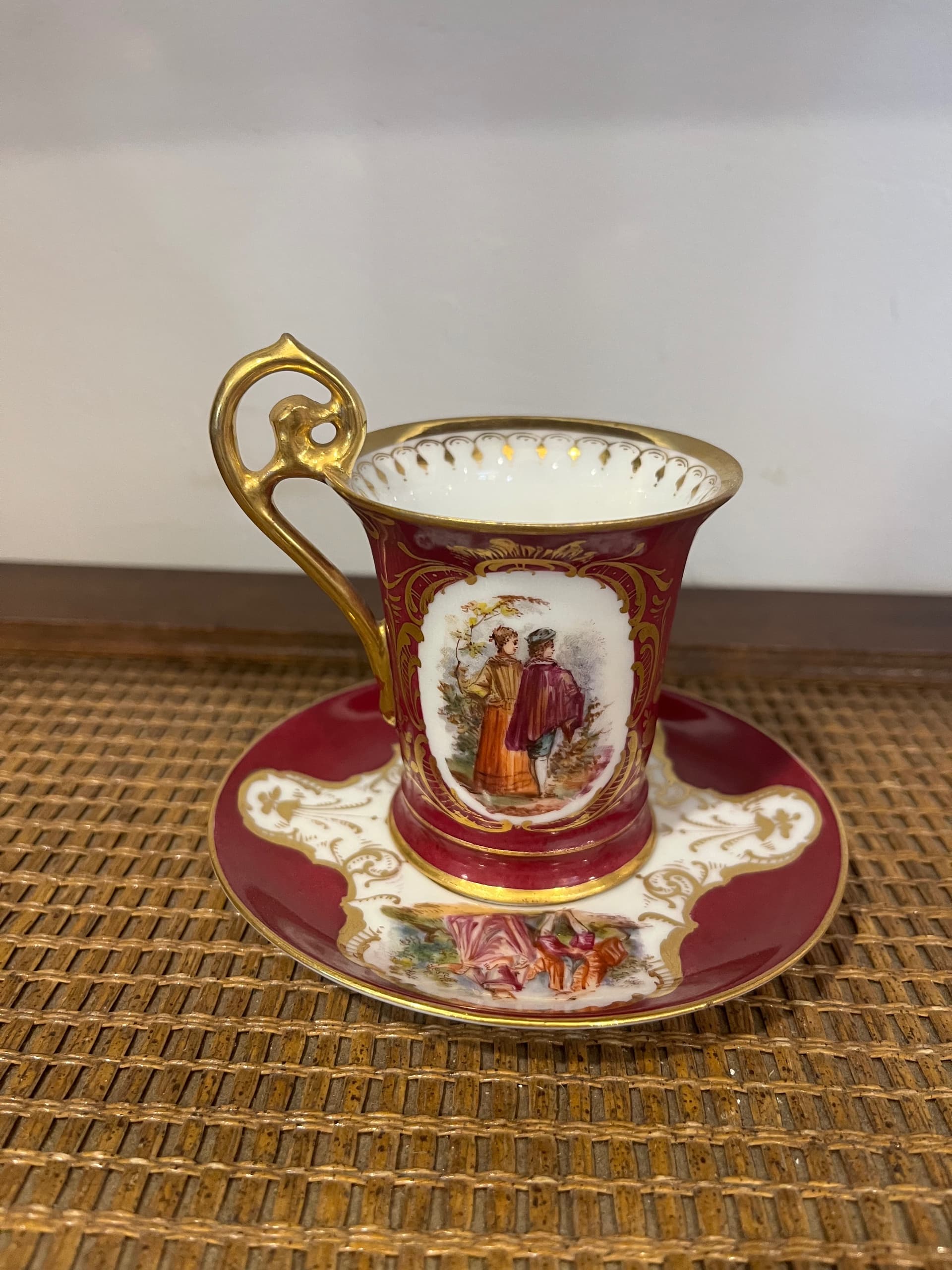 Antique German porcelain demitasse cup and saucer set - Regular - Thumbnail 5