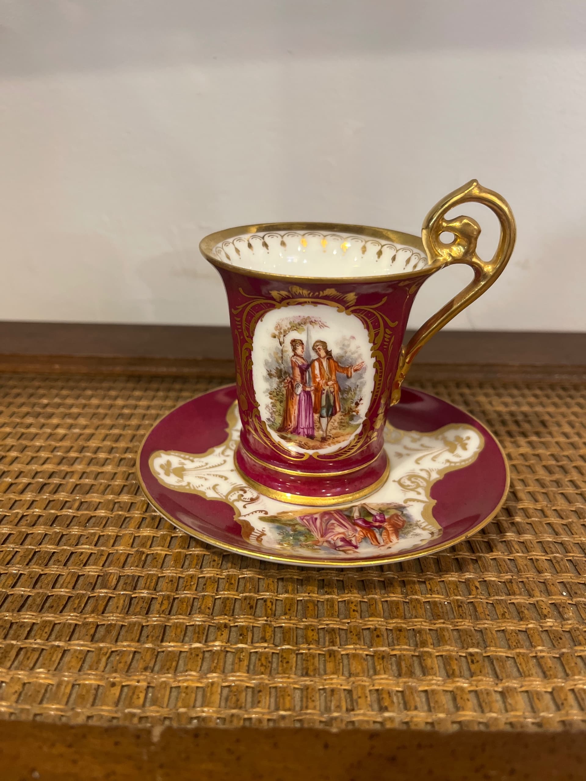 Antique German porcelain demitasse cup and saucer set - Regular - Thumbnail 6